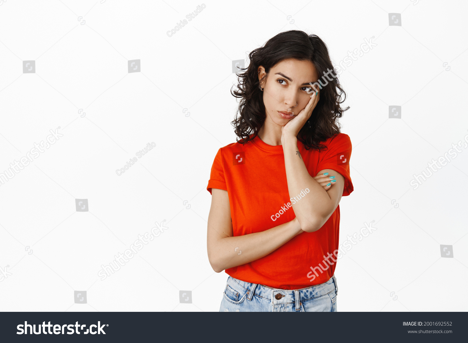 Sad Gloomy Brunette Woman Lean On Stock Photo 2001692552 | Shutterstock