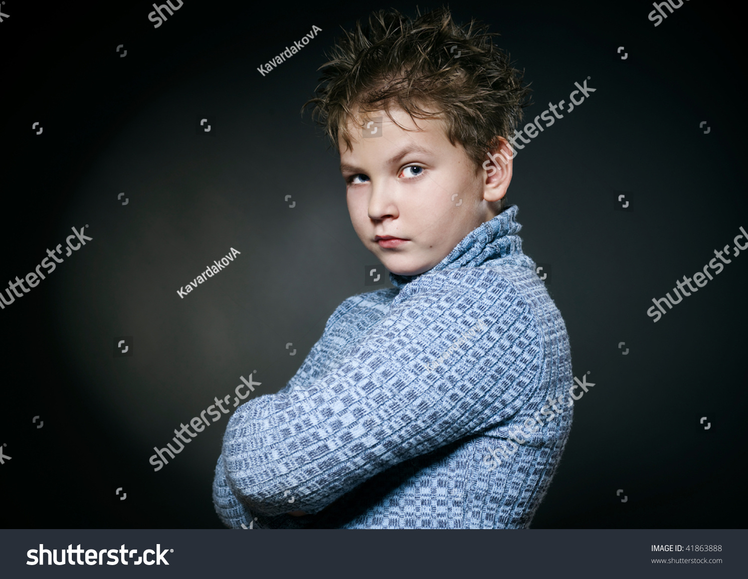 Sad Baby Boy Blue Sweater Hurt Stock Photo 41863888 - Shutterstock