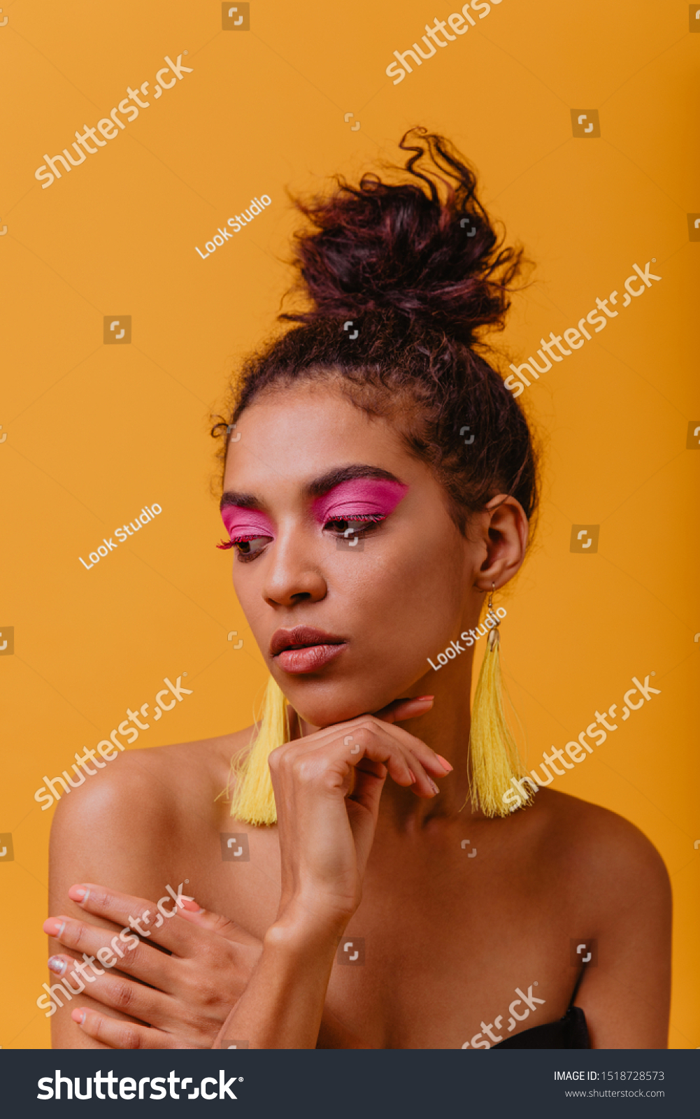 Sad Black Girl Bright Makeup Thinking Stock Photo Edit Now