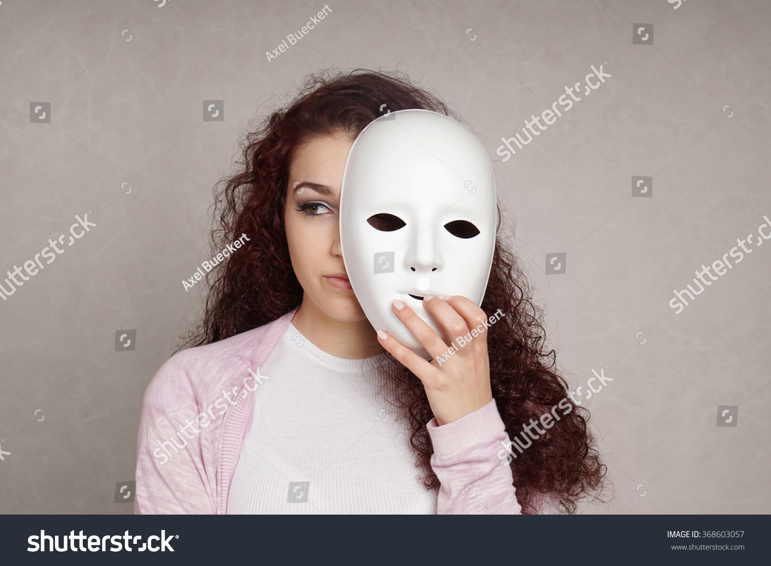 Sad Girl Hiding Behind Mask Stock Photo 368603057 - Shutterstock