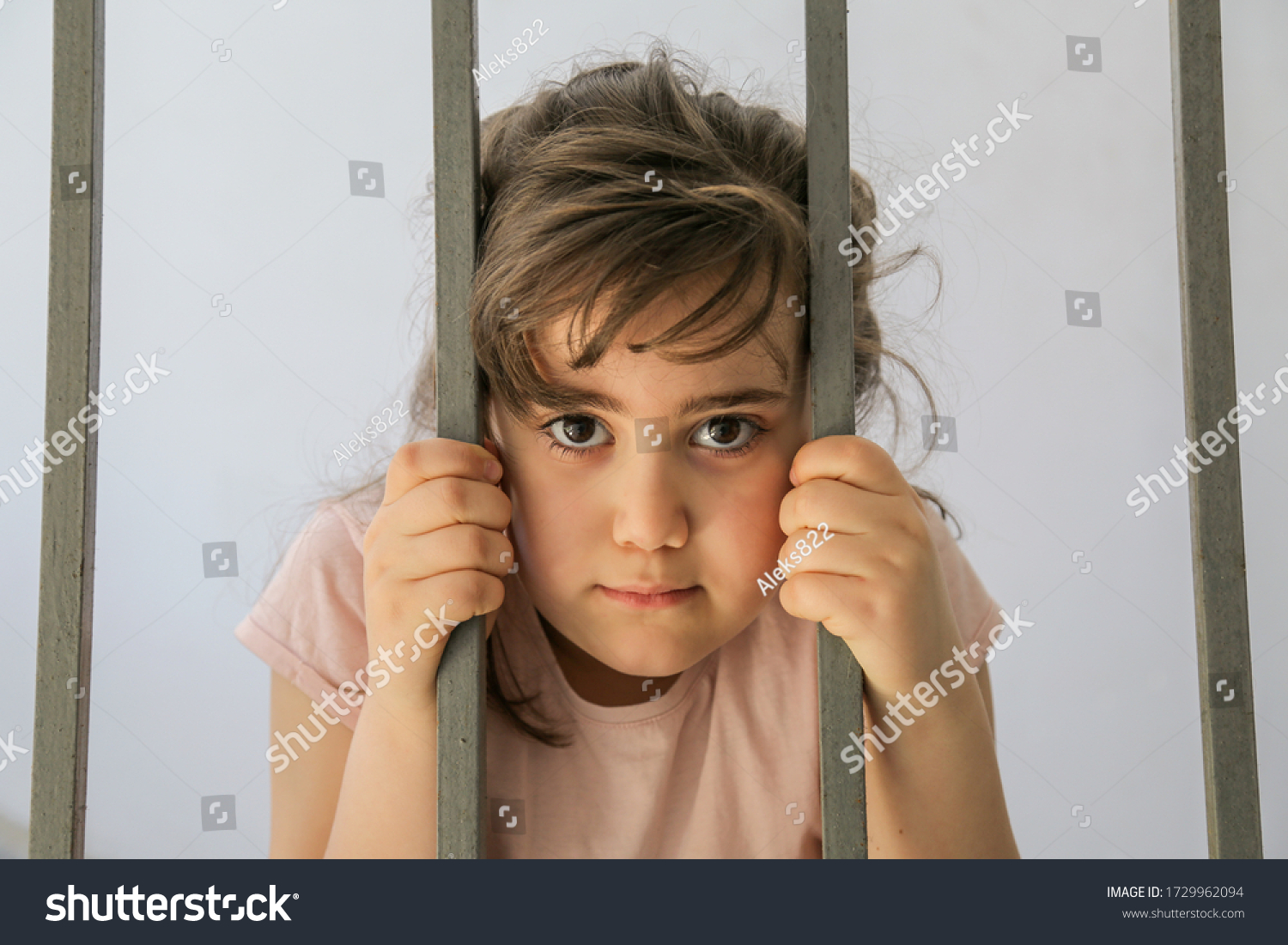 Sad Little Girl Behind Bars Stock Photo 1729962094 | Shutterstock