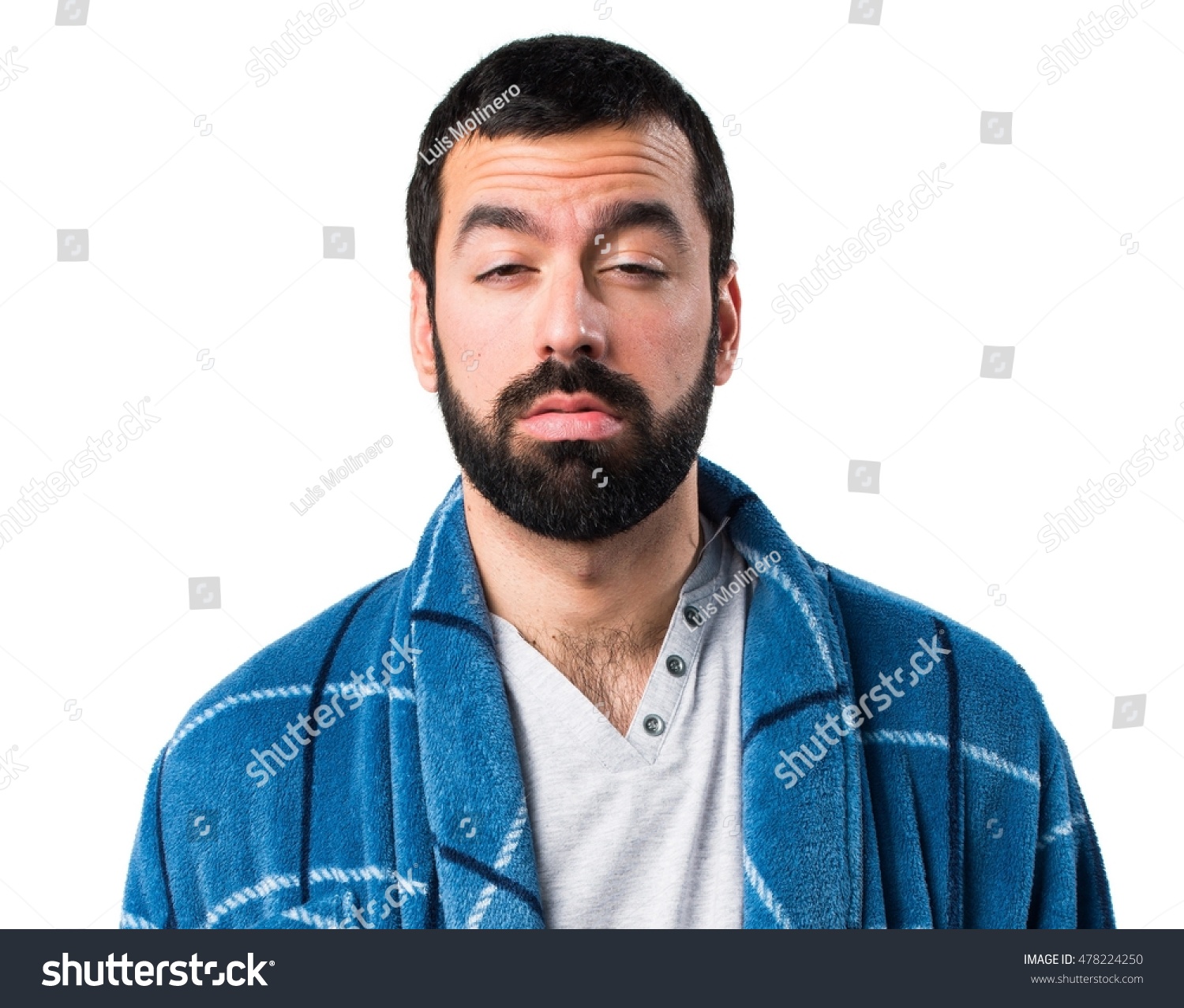 Sad Man Dressing Gown Stock Photo (Edit Now) 478224250