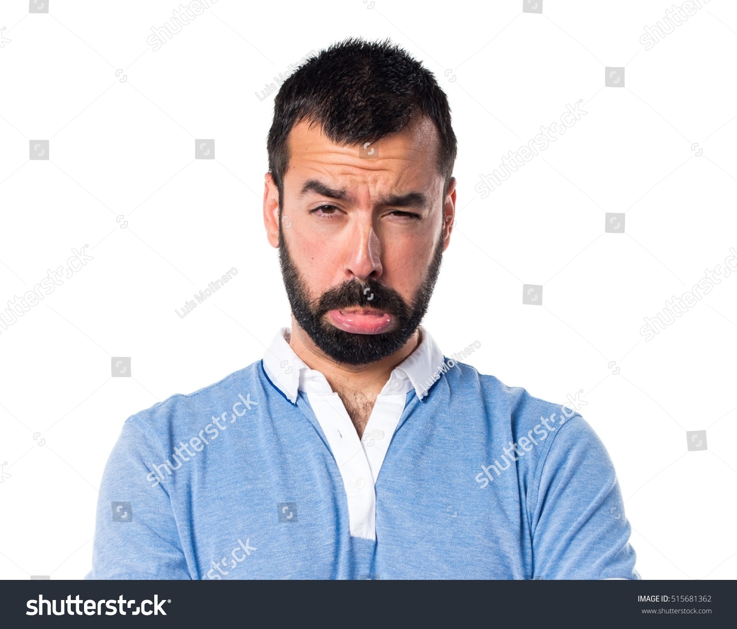 Sad Man With Blue Shirt Stock Photo 515681362 : Shutterstock