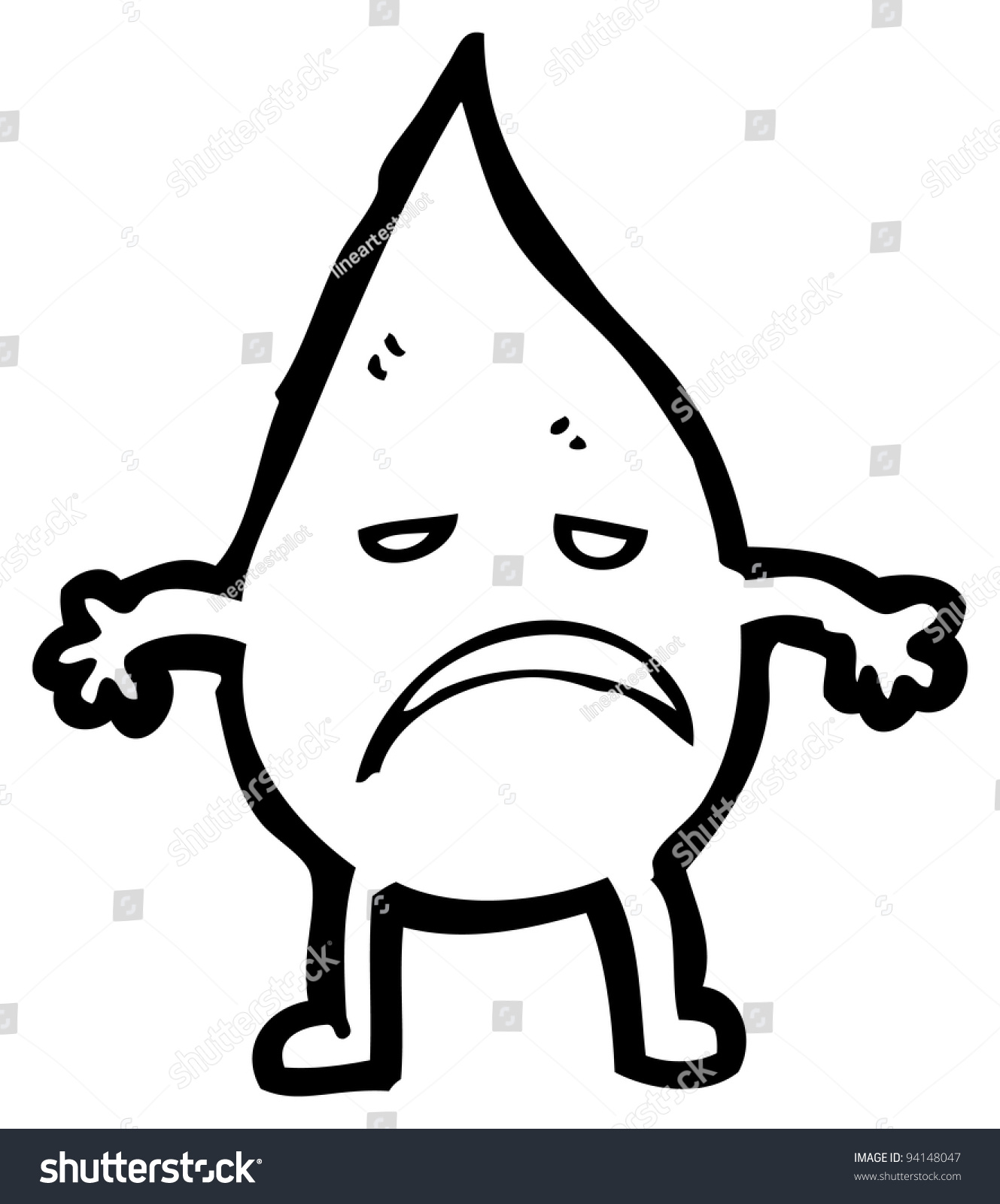 Sad Raindrop Cartoon Raster Version Stock Illustration 94148047 Shutterstock 2556