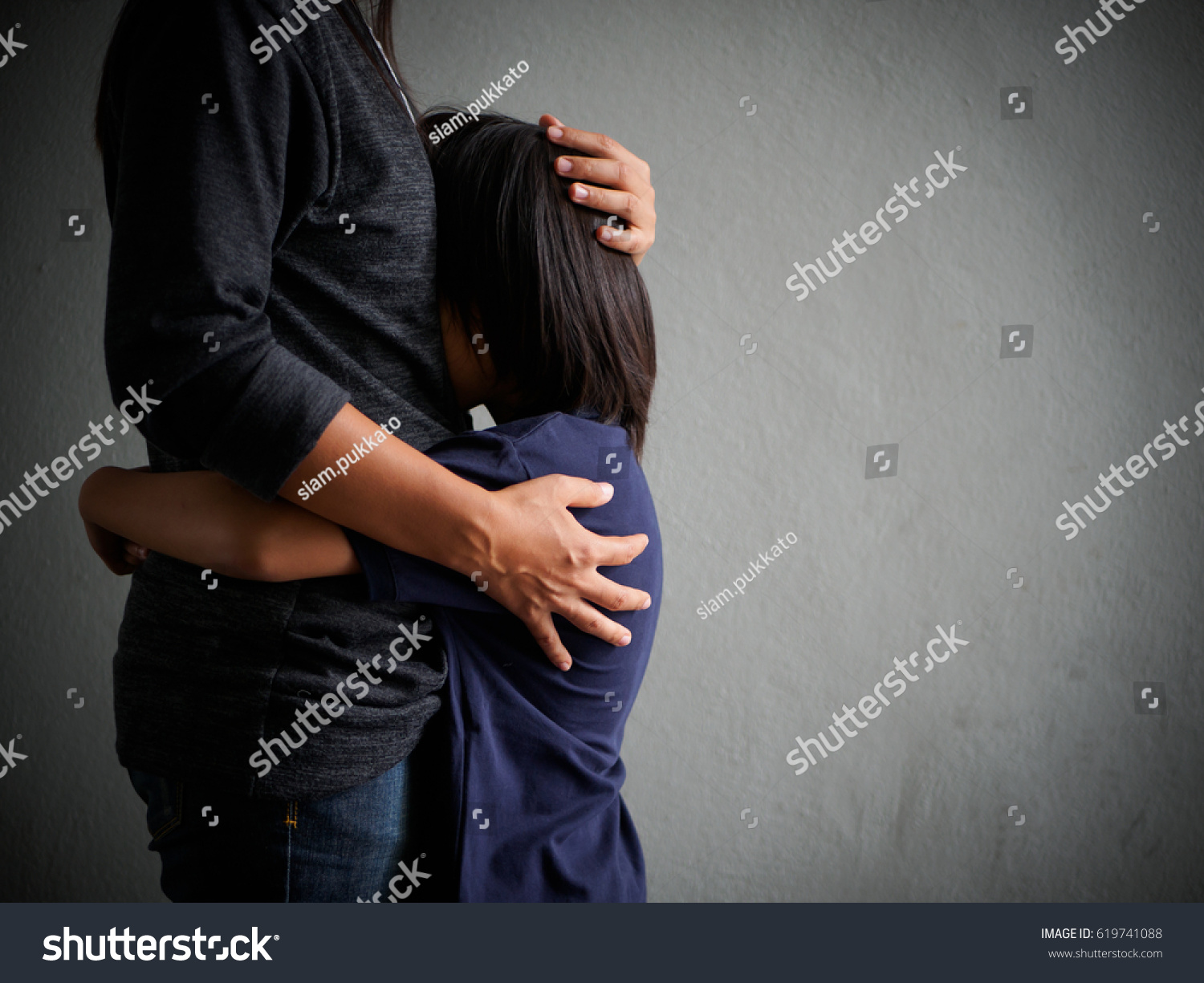 Sad Son Hugging His Mother Home Stock Photo Edit Now 619741088