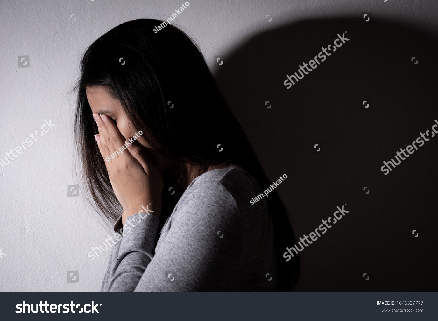 Sad Woman Hug Her Knee Cry Stock Photo Shutterstock