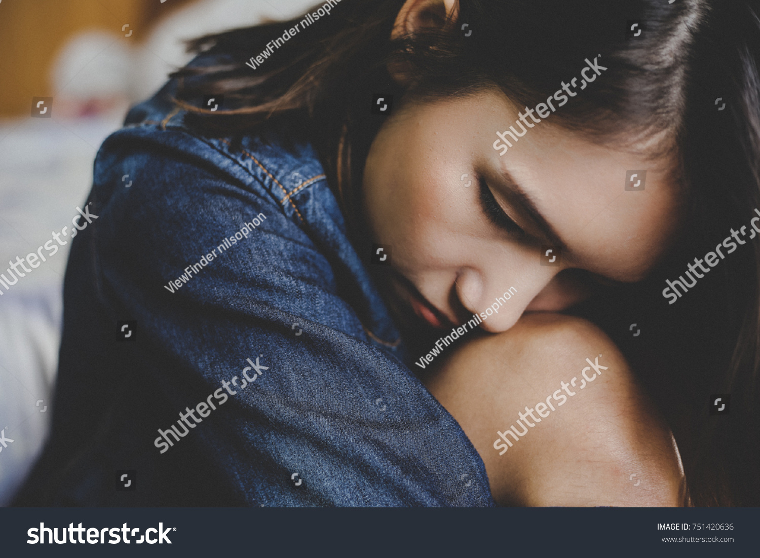 Sad Woman Hug Her Knee Crysadness Stock Photo Shutterstock