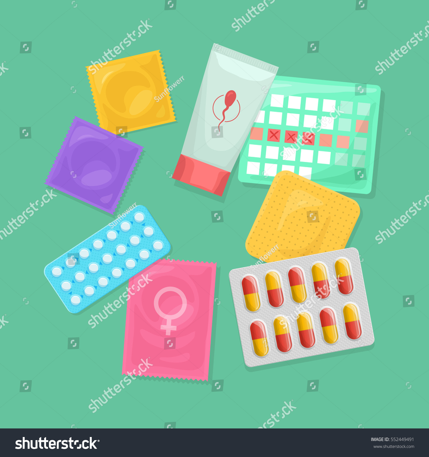 Safe Sex Birth Control Set Contraception Stock Illustration 552449491 7728