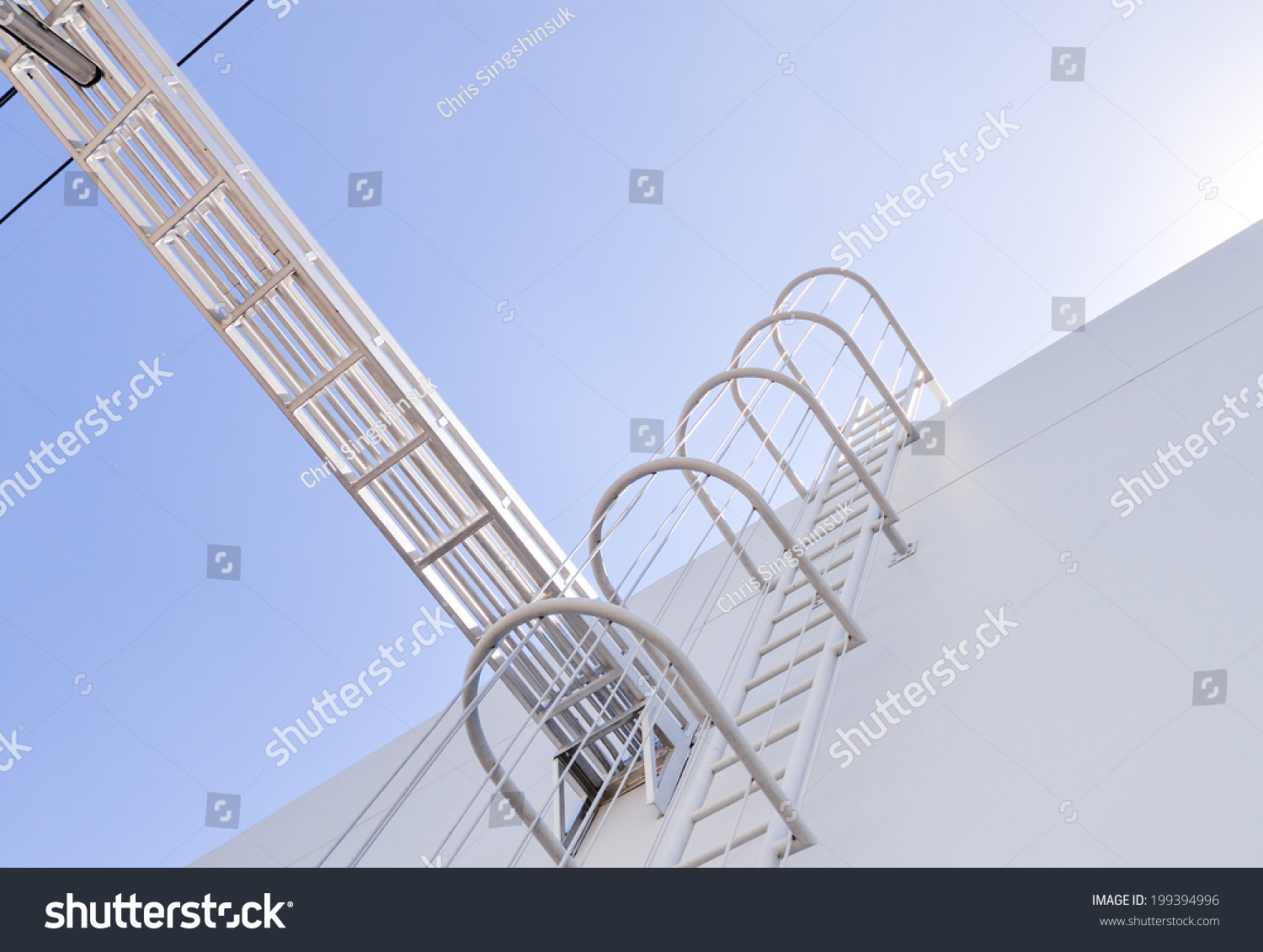 Safety Ladder For Roof Maintenance Or Fire Emergency Escape Ladder On A ...