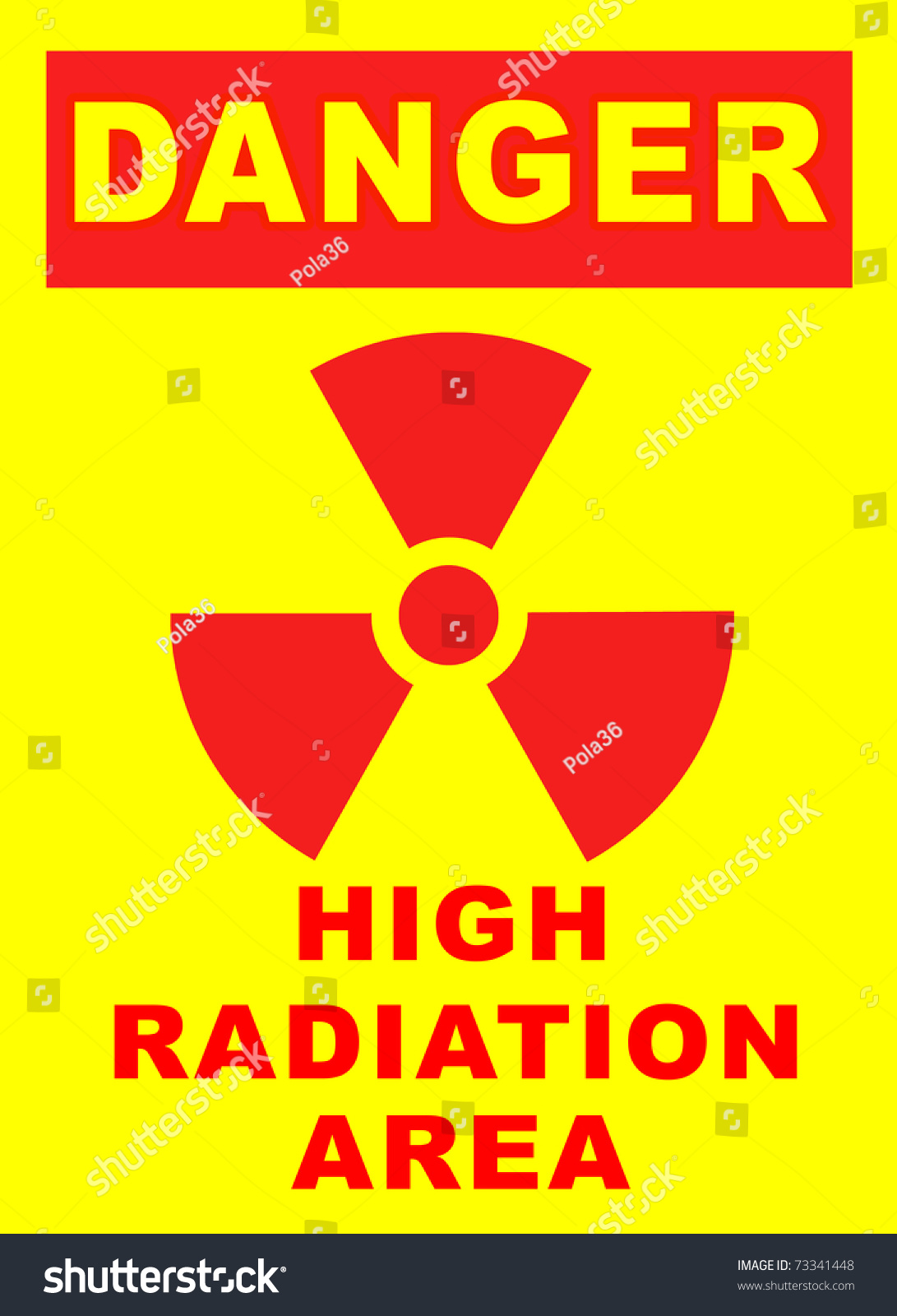 Safety Sign For High Radiation Area On A Yellow Background Stock Photo ...
