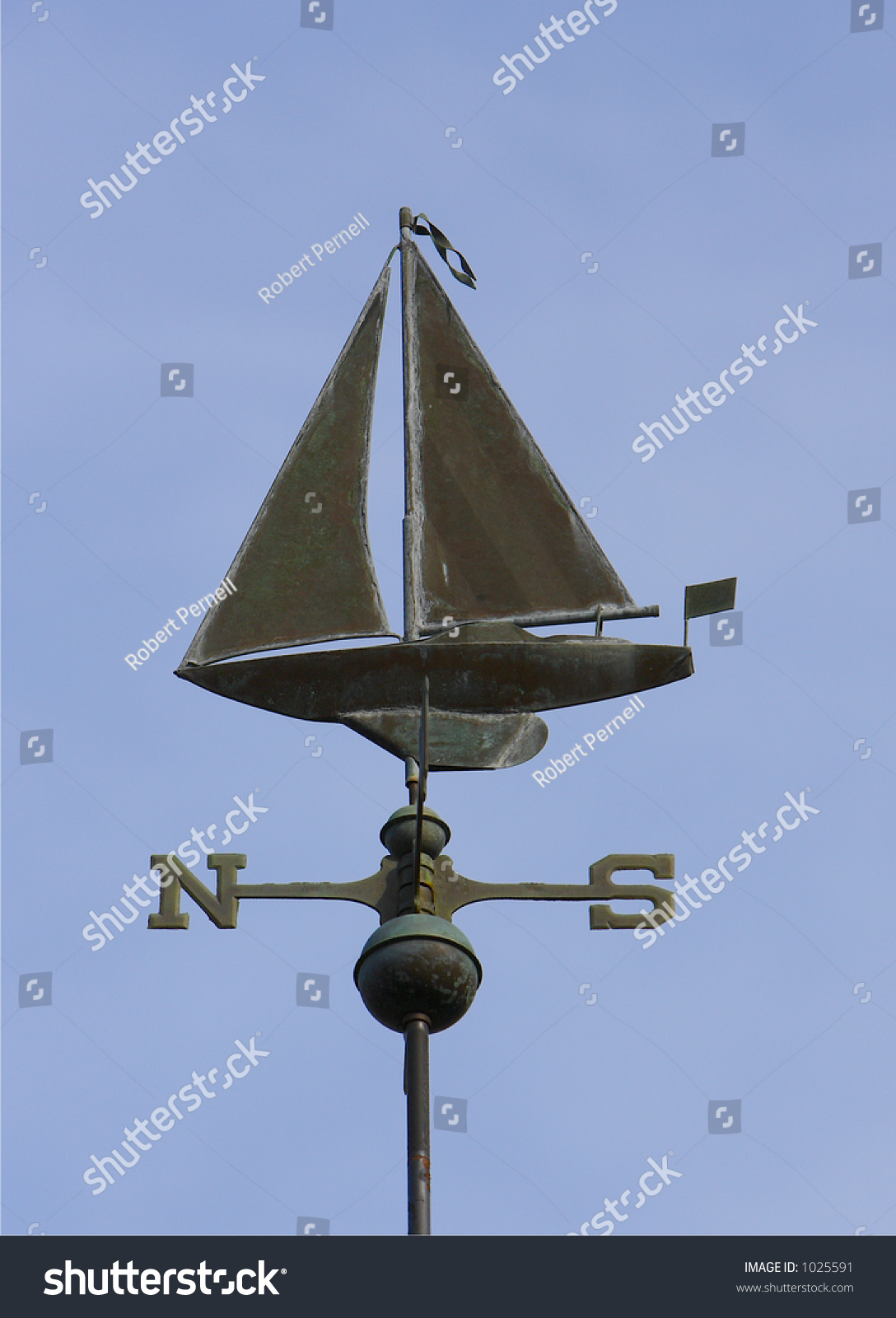 Sailboat Weather Vane Stock Photo 1025591 : Shutterstock