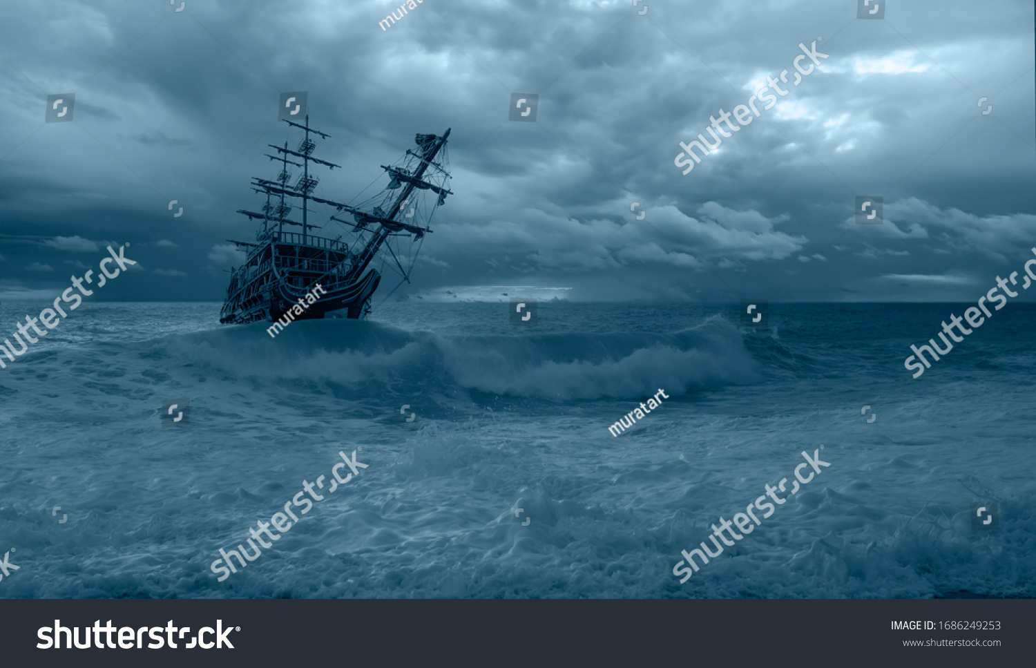 515 Old sailing ship in a stormy sea Images, Stock Photos & Vectors ...