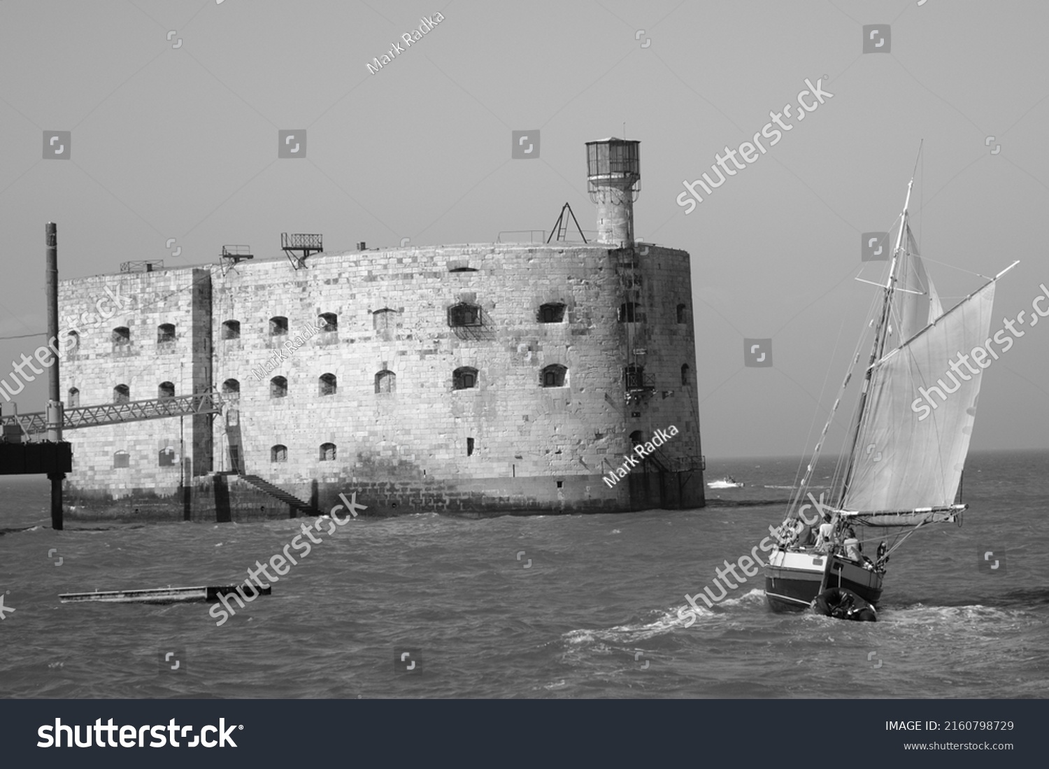 Sailing Fort Boyard Black White Stock Photo 2160798729 | Shutterstock