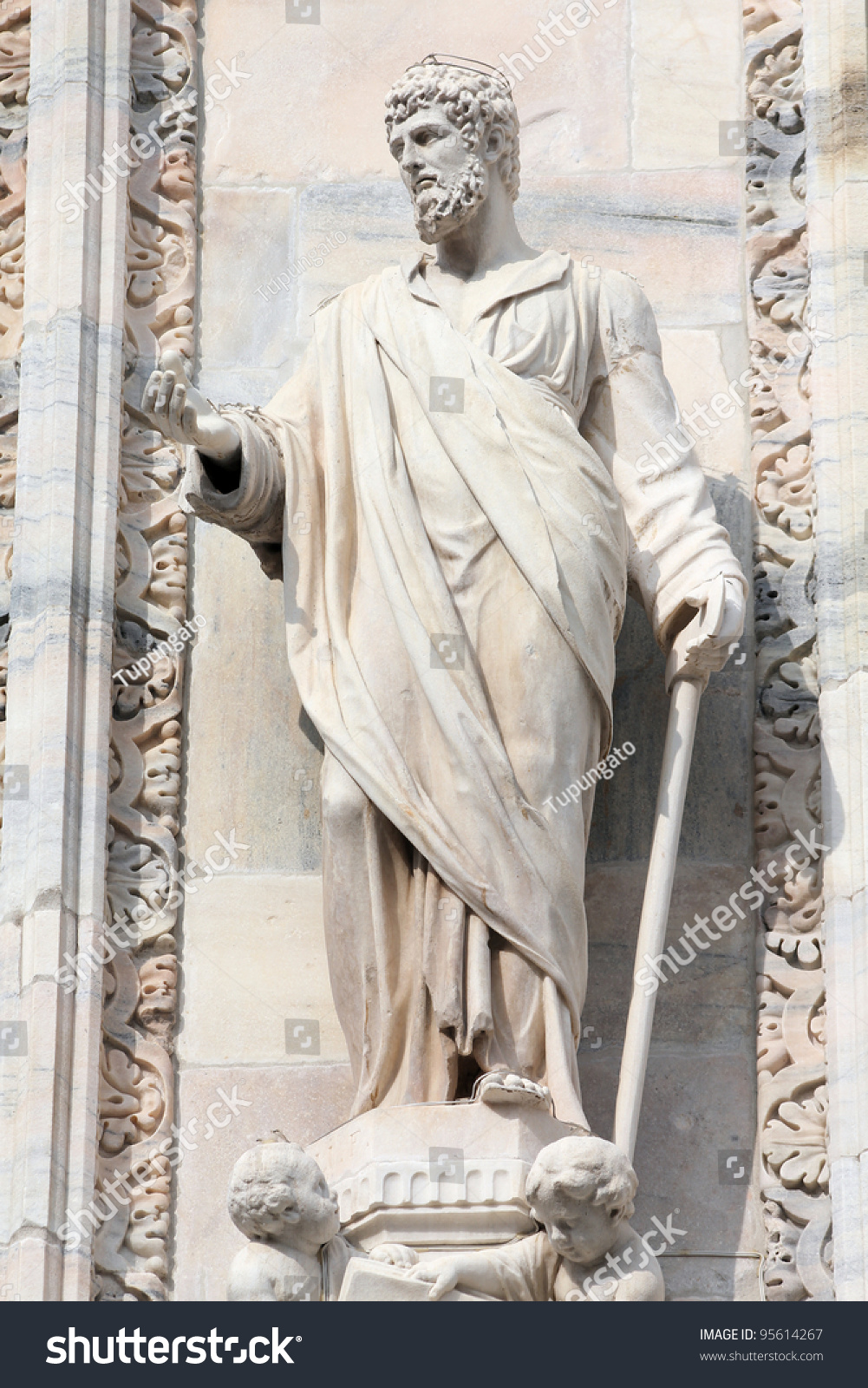 Saint Justin The Martyr. One Of Statues In The Cathedral Of Milan ...