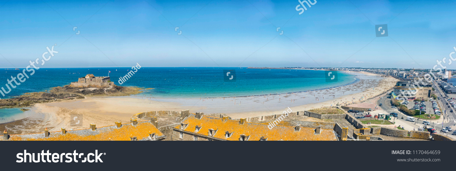 Saint Malo Brittany France Panoramic View Fort Stock Photo