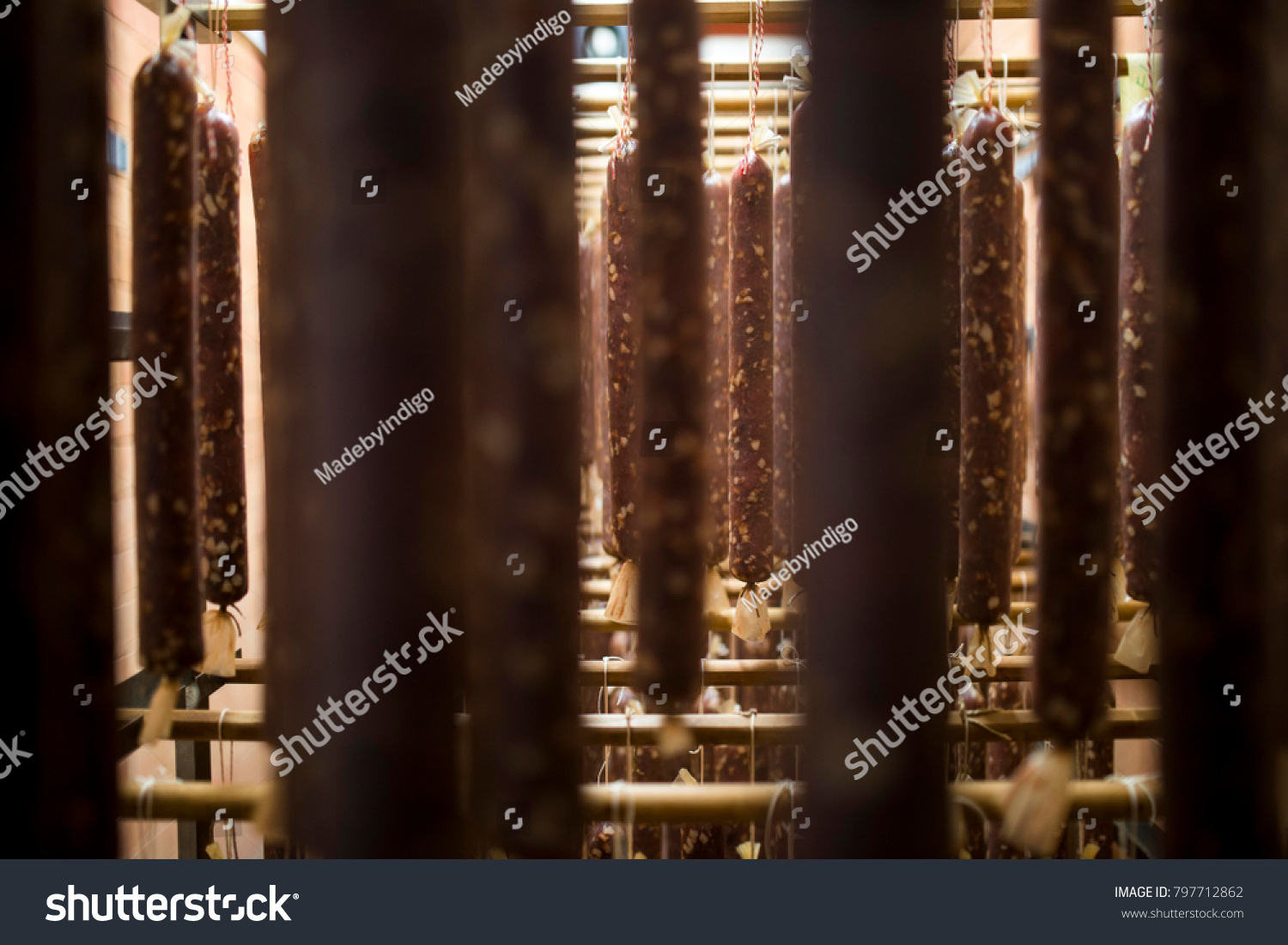 Download Salami Sausages Waiting Dry Drying Process Food And Drink Stock Image 797712862 Yellowimages Mockups