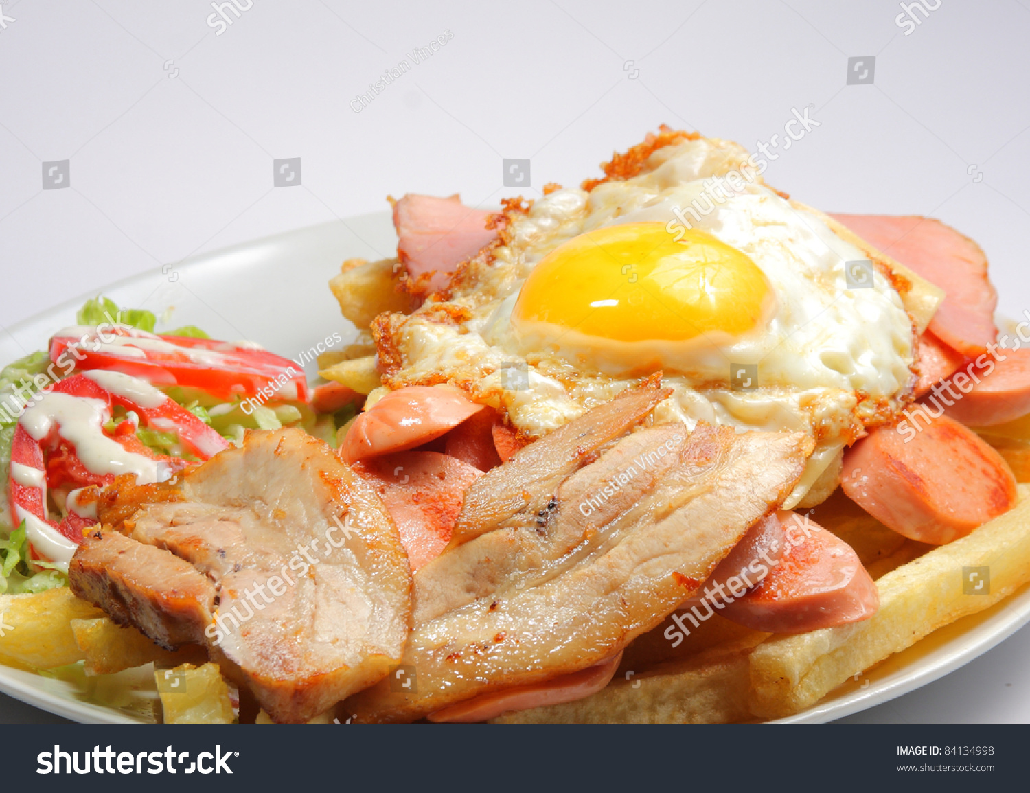 Salchipapa Peruvian Grilled Sliced Fresh Pork: Foto De Stock (editar ...