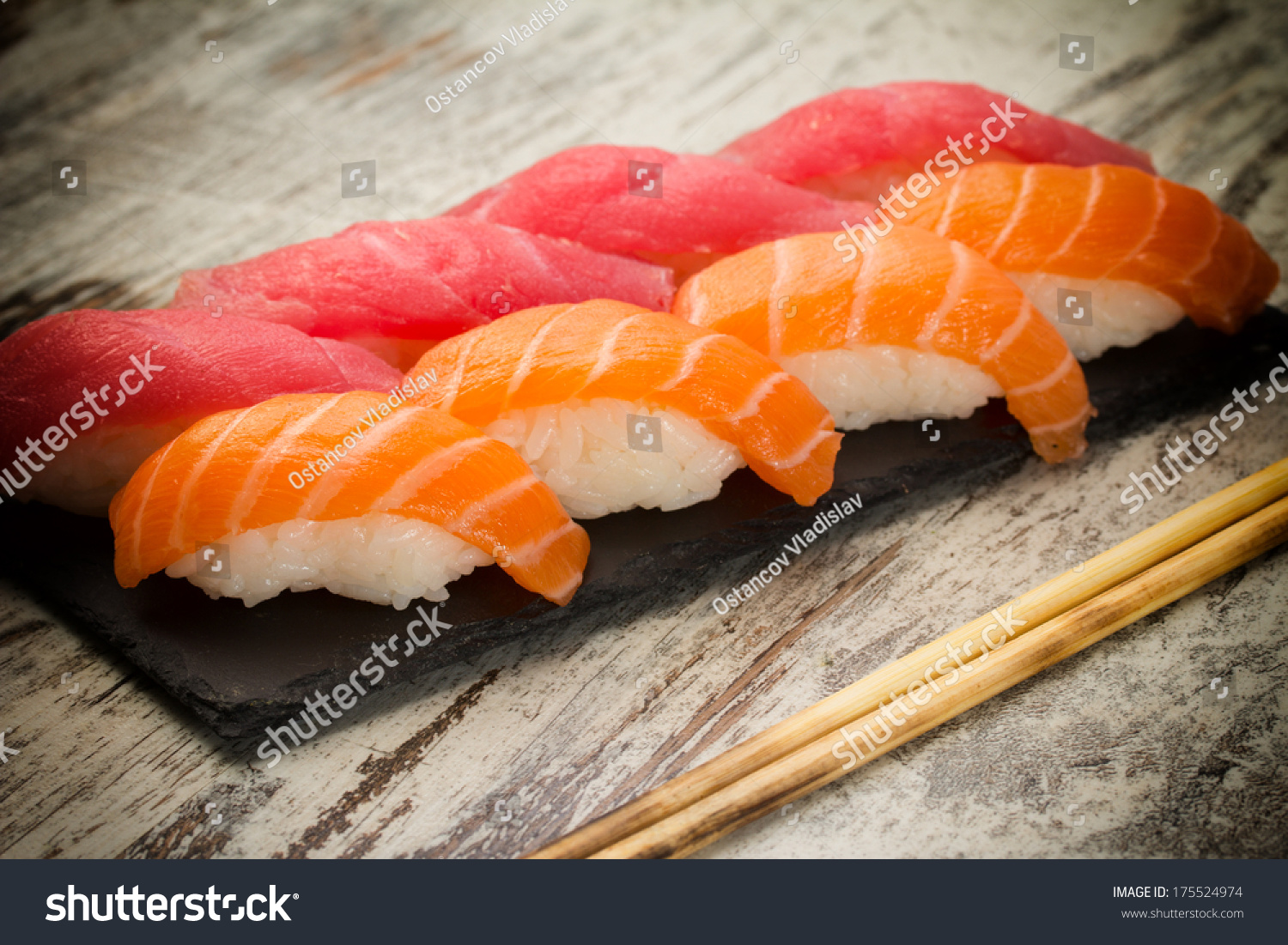 Salmon Tuna Sushi Nigiri Stock Photo Edit Now