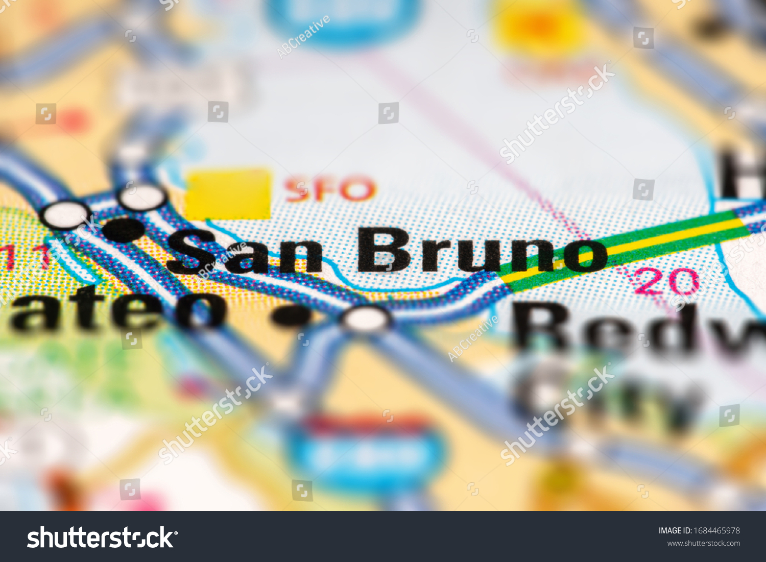 San Bruno On Usa Road Map Stock Photo 1684465978 Shutterstock   Stock Photo San Bruno On A Usa Road Map Close Up On Printed Road Map Target Of Journey 1684465978 