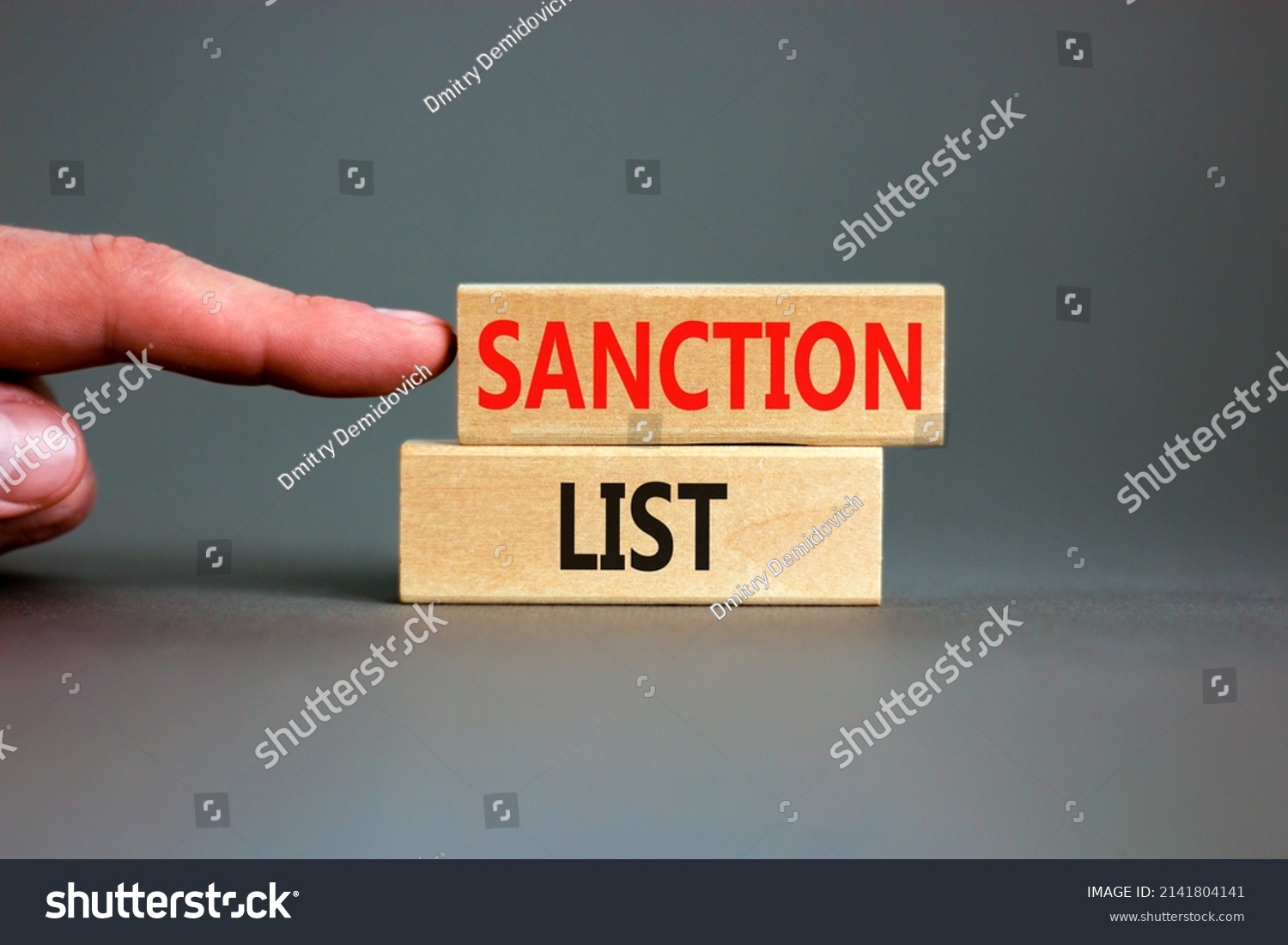 Sanction List Symbol Wooden Blocks Concept Stock Photo 2141804141 ...