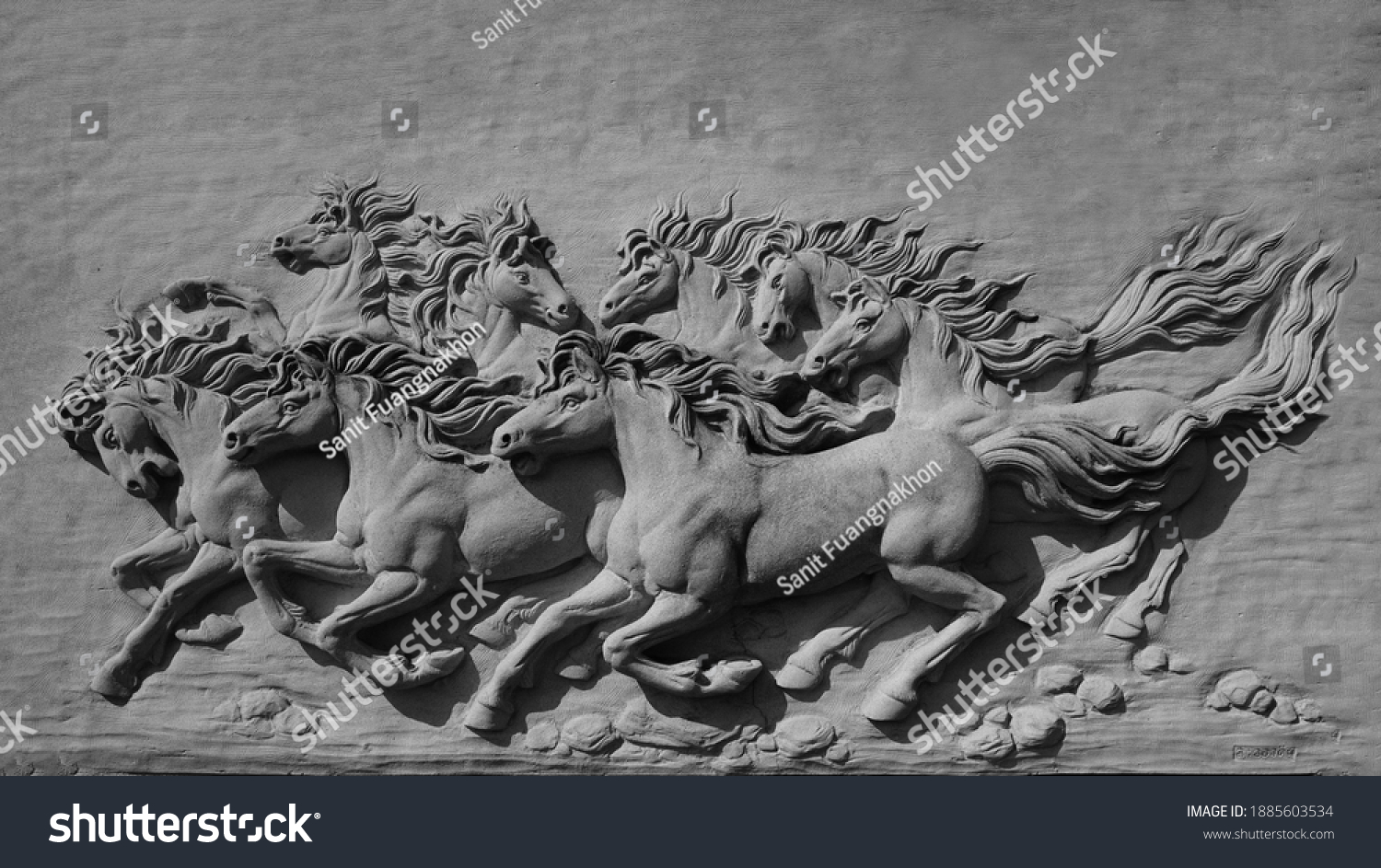 Sandstone Carvings Sacred Horse Image Eight Stock Photo 1885603534 ...