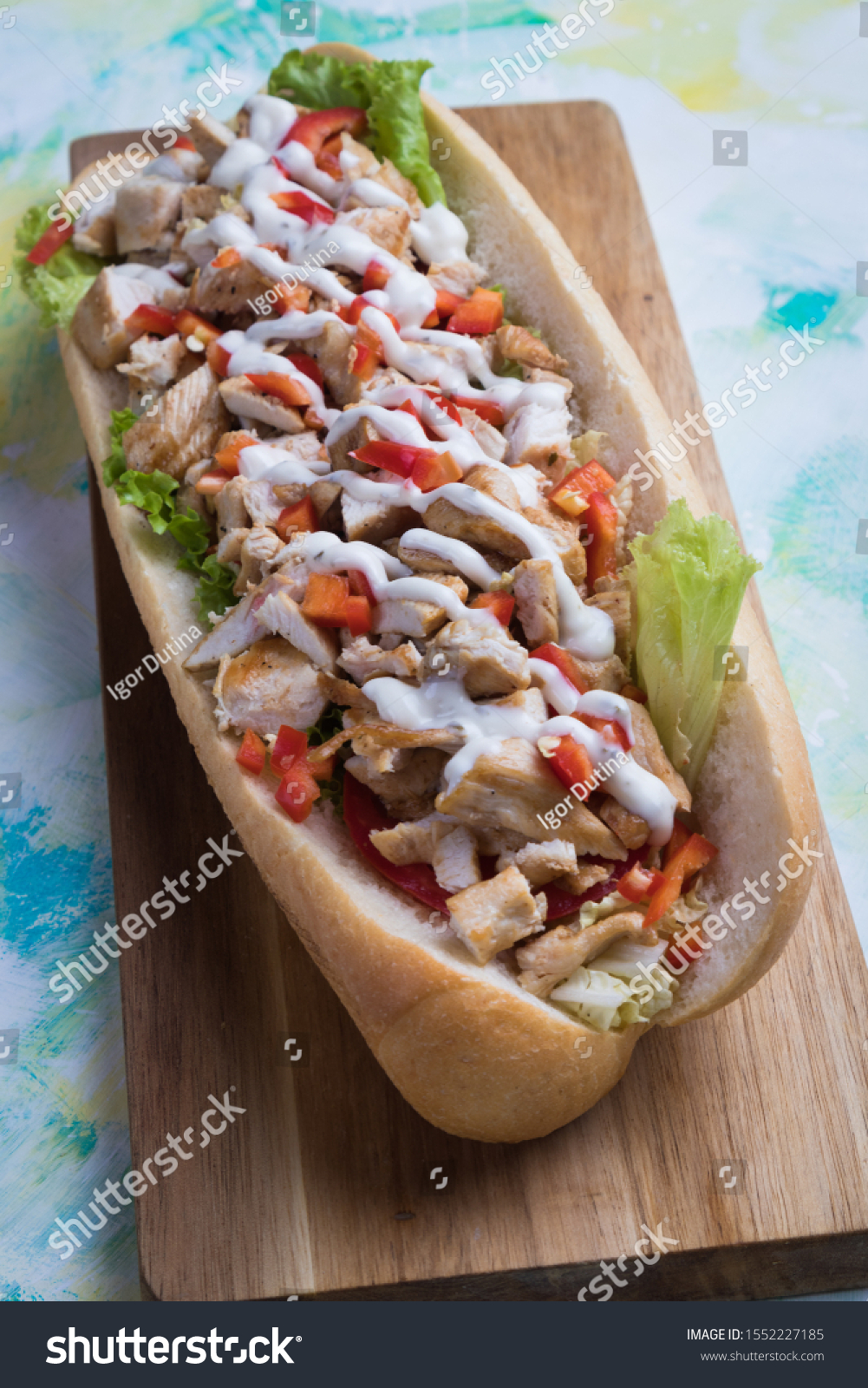 Sandwich Grilled Chicken Steak Meat Tomato Stock Photo Edit Now 1552227185