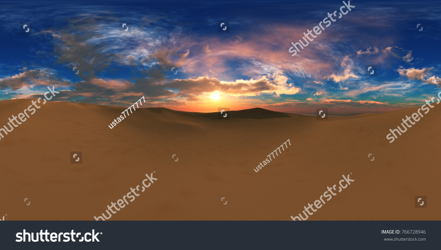 砂地の砂漠 環境マップ Hdriの地図 等角投影 球状パノラマ 景観 3dレンダリング のイラスト素材