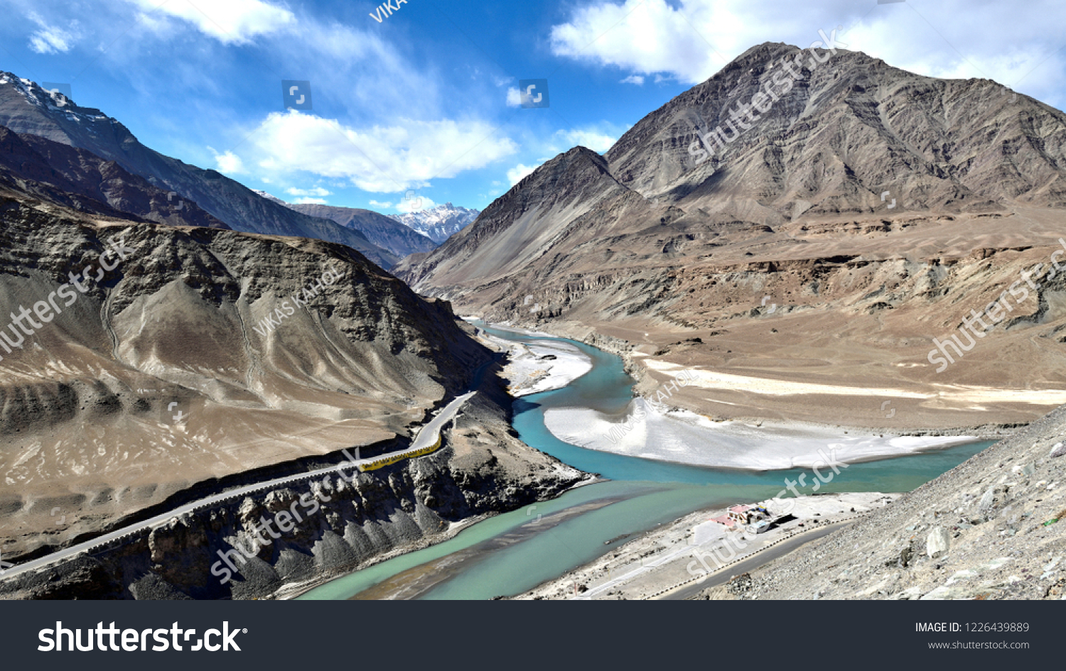 Sangam Confluence Rivers Indus Zanskar Near Stock Photo 1226439889 