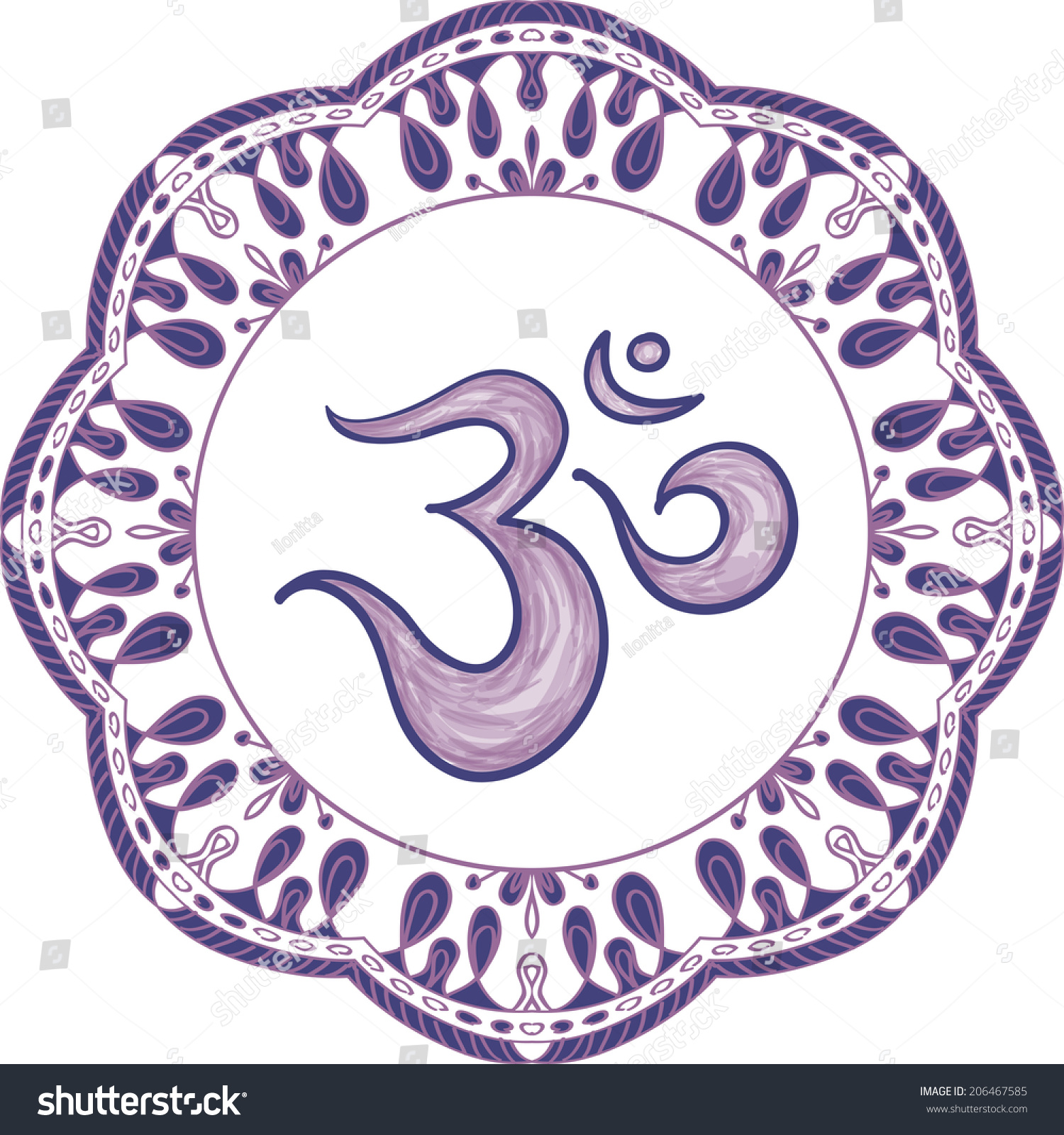 Sanskrit Symbol Hieroglyph Round Mandala Frame Stock Illustration ...