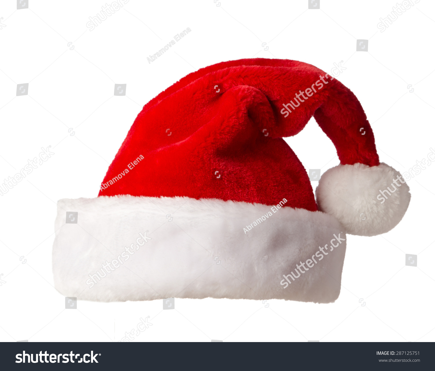 Santa Claus Hats Isolated On White Background Stock Photo 287125751