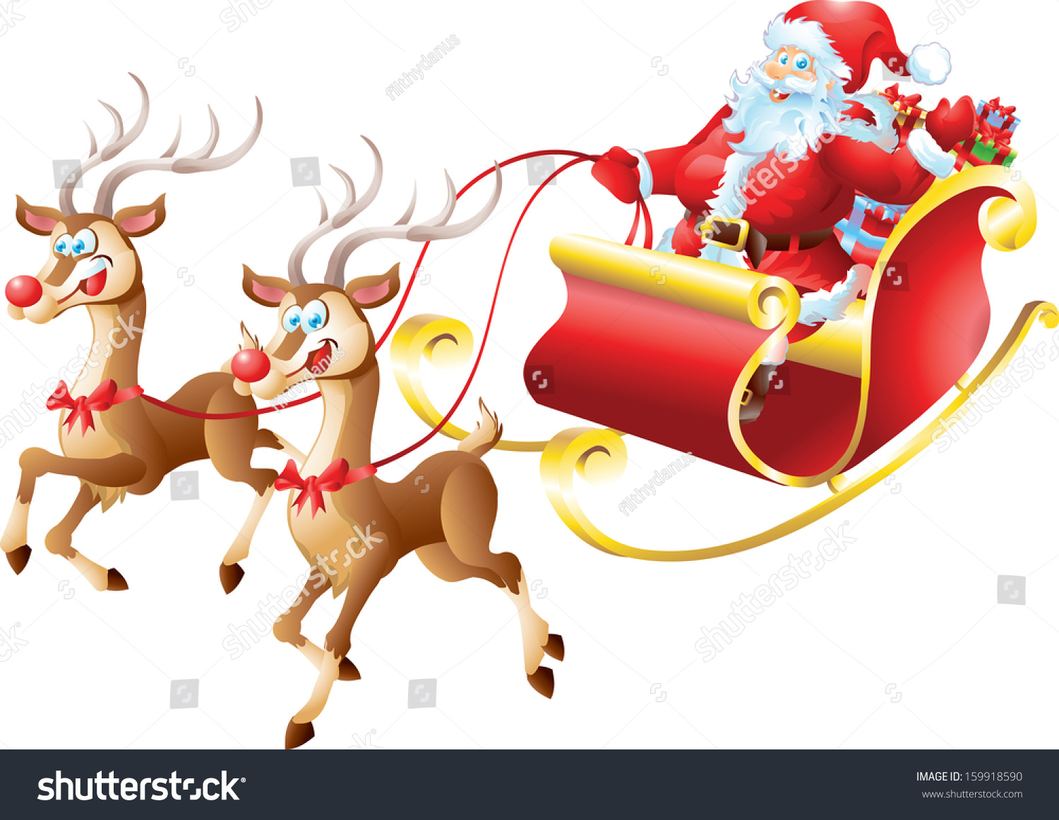 Santa Claus In His Sleigh Stock Photo 159918590 : Shutterstock