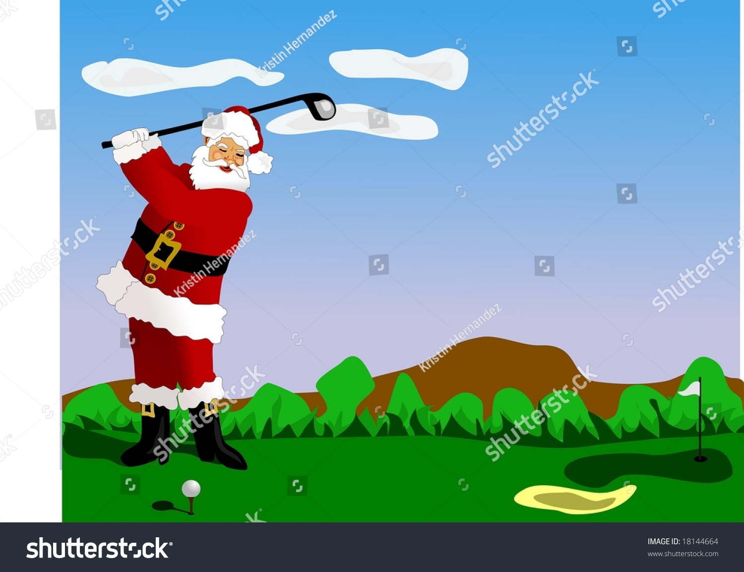 Santa Claus Playing Golf Stock Illustration 18144664