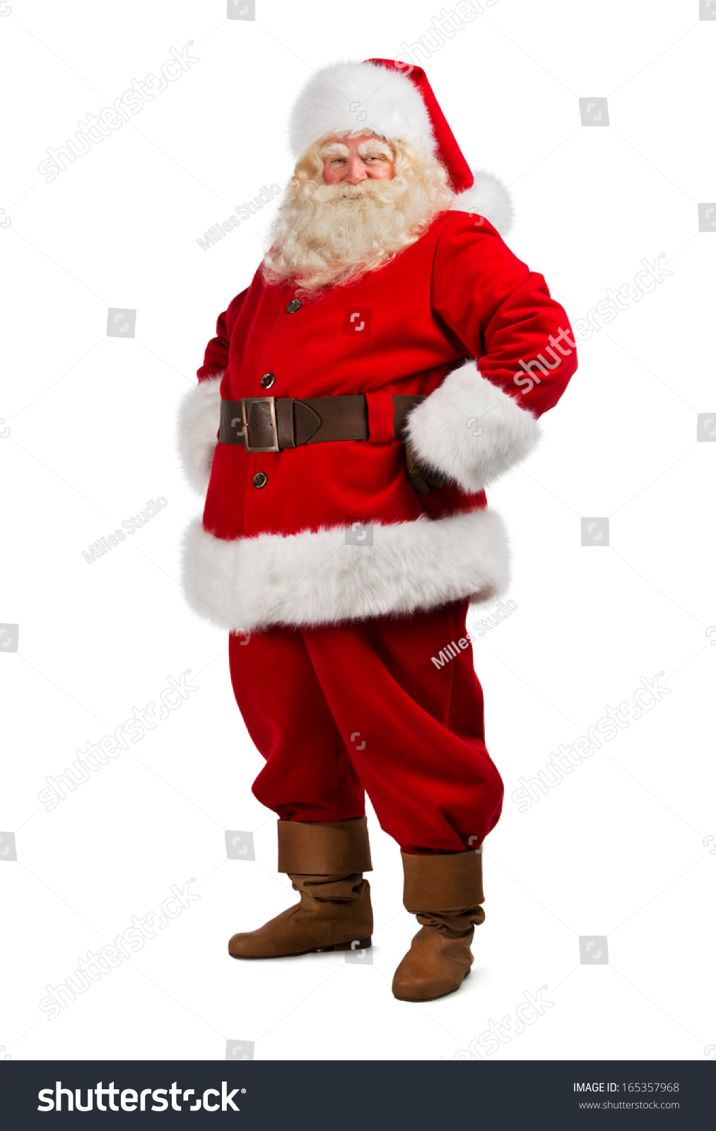 Santa Claus Standing Isolated On White Background - Full Length ...