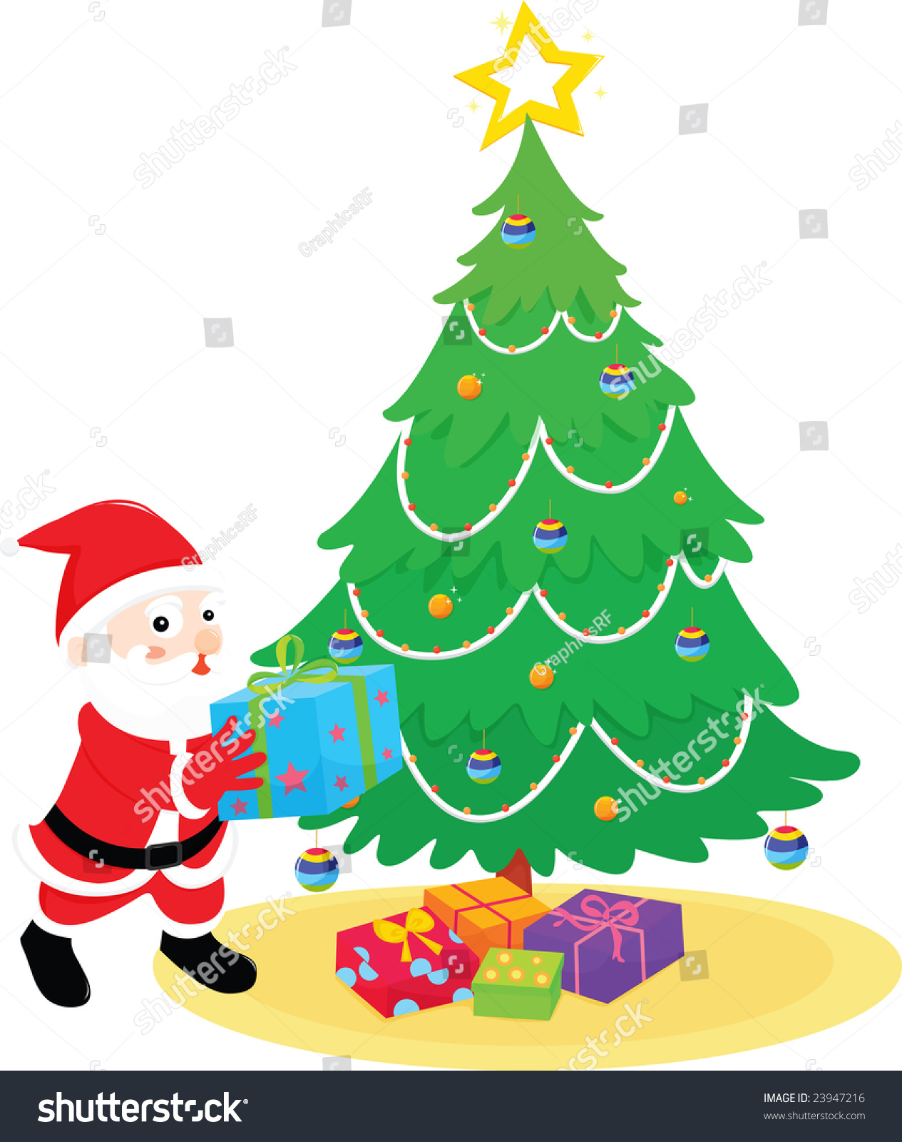 Santa Is Delivering Presents Illustration On White 23947216