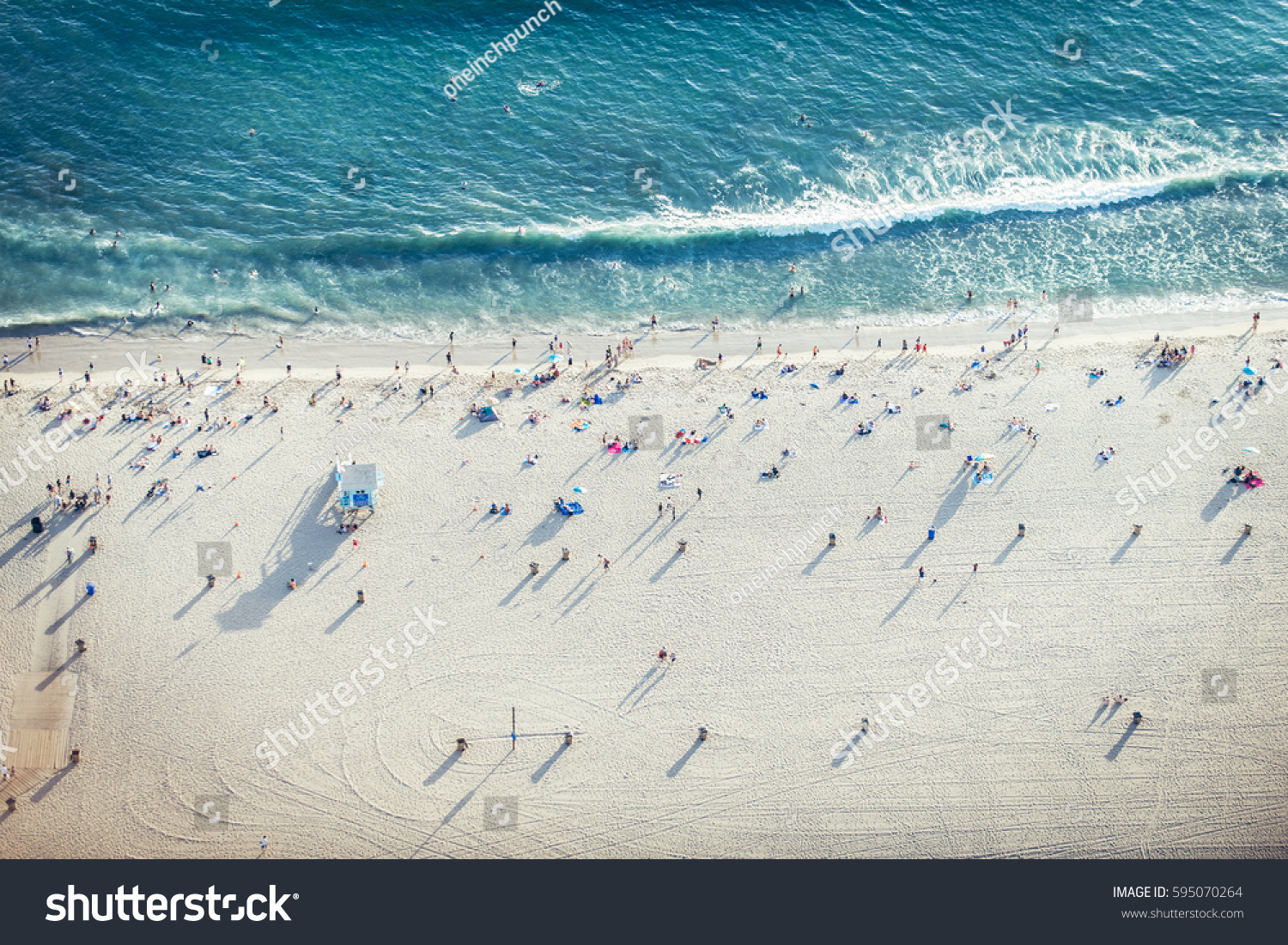 Santa Monica Beach Drone View People Stock Photo (Edit Now) 595070264