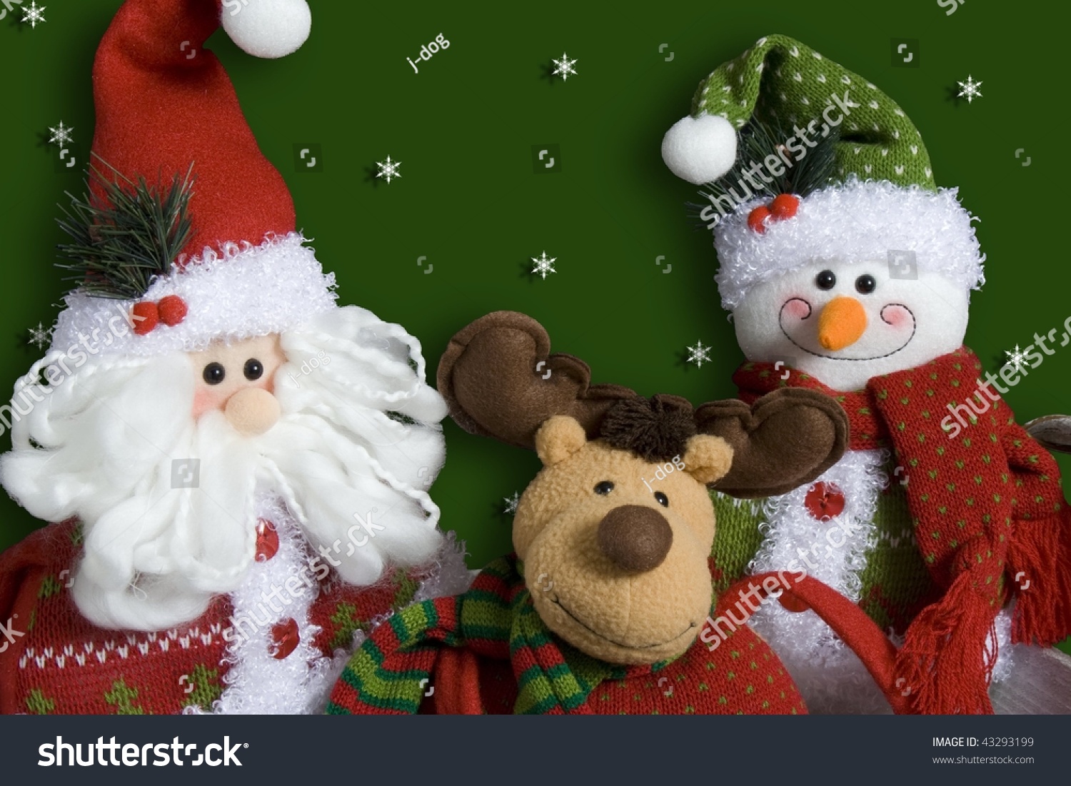 Santa, Rudolph And Frosty On A Green Background. Stock Photo 43293199 ...