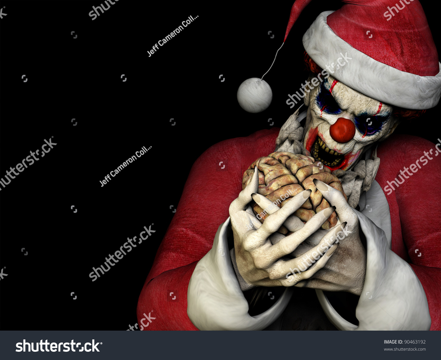 Illustrazione Stock A Tema Santa Zombie Brains Scary Zombie Clown