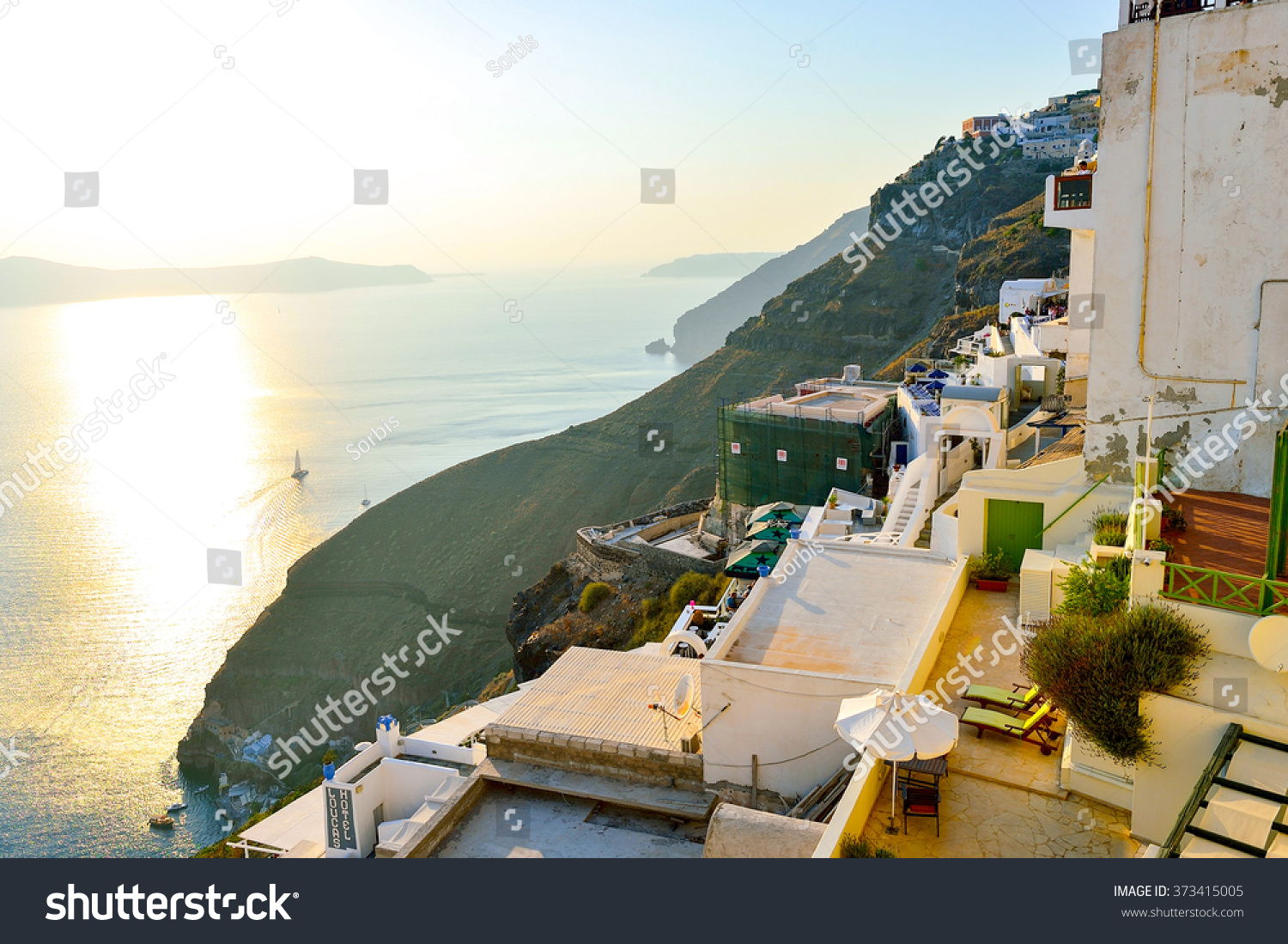 Santorini, Greece - August 07, 2015: Santorini Island Architecture. The ...