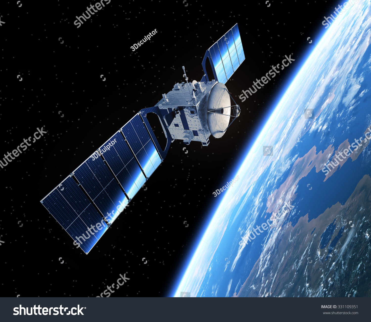 Satellite Space 3d Scene Stock Illustration 331109351