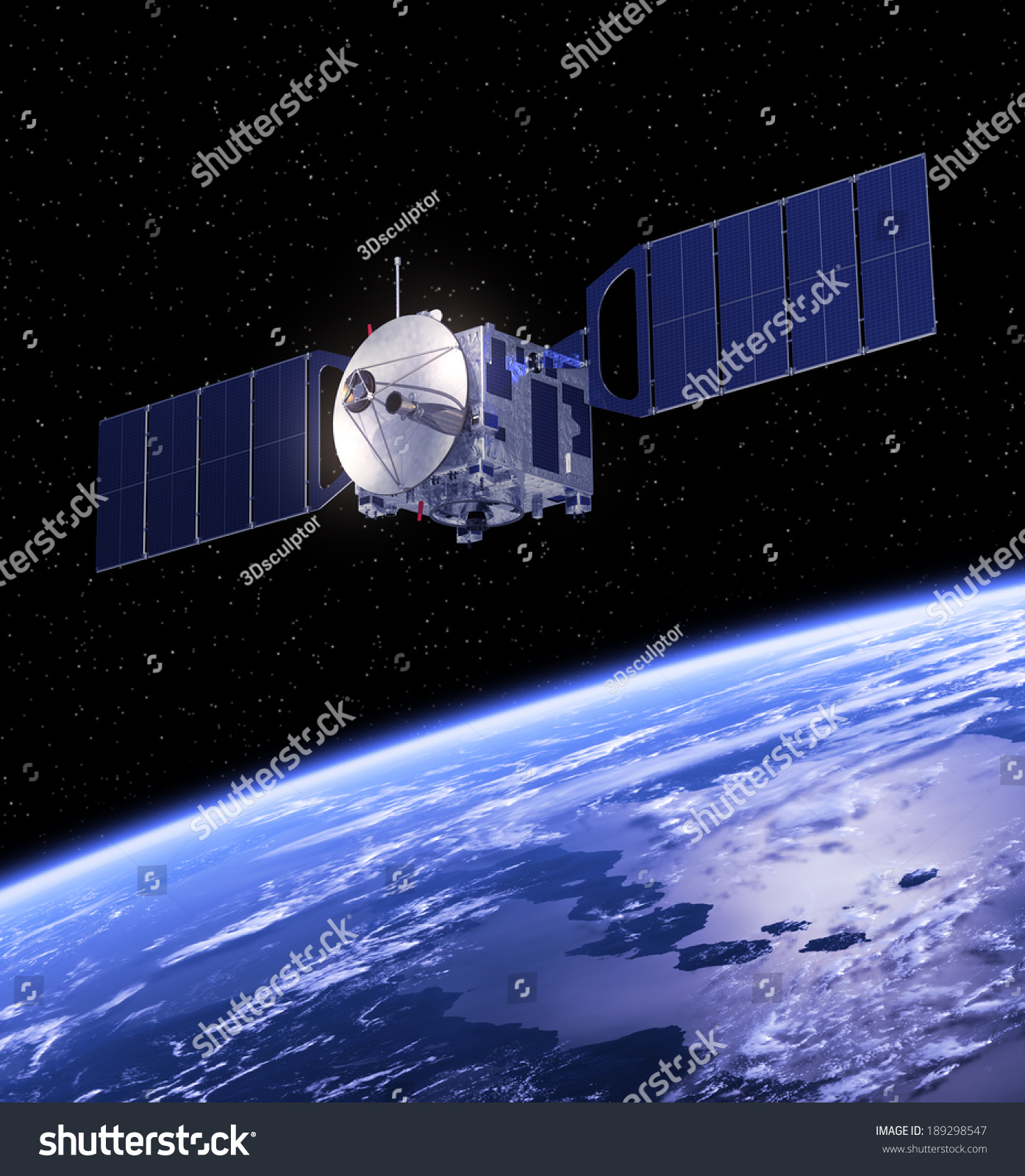 Satellite Orbiting Earth 3d Scene Elements Stock Illustration 189298547 ...