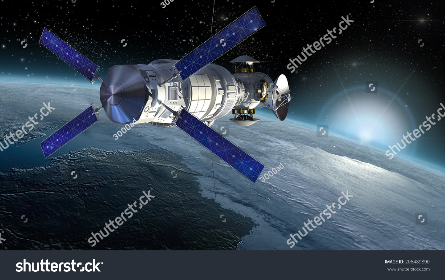 Satellite Space Lab Spacecraft Design Space Stock Illustration 640