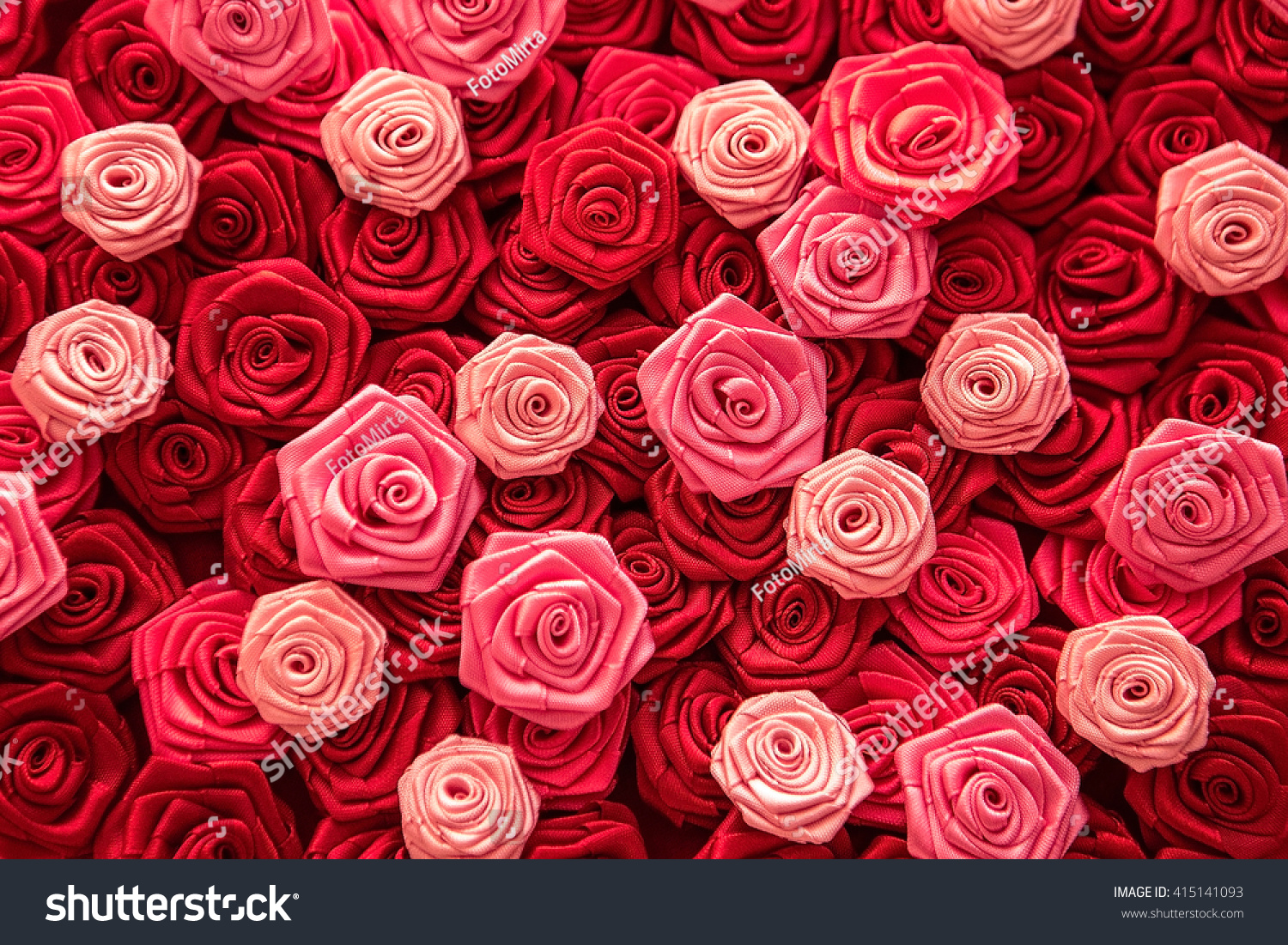 Satin Atlas Ribbon Red Pink Roses Stock Photo Edit Now 415141093