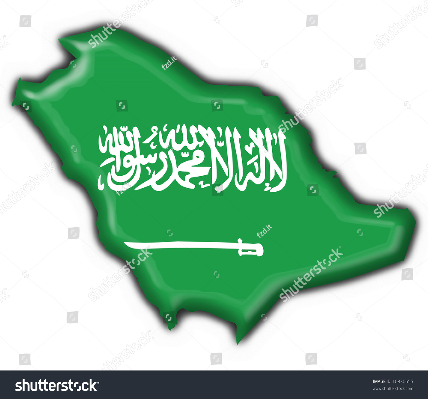 Saudi Arabia Button Flag Map Shape Stock Photo 10830655 : Shutterstock