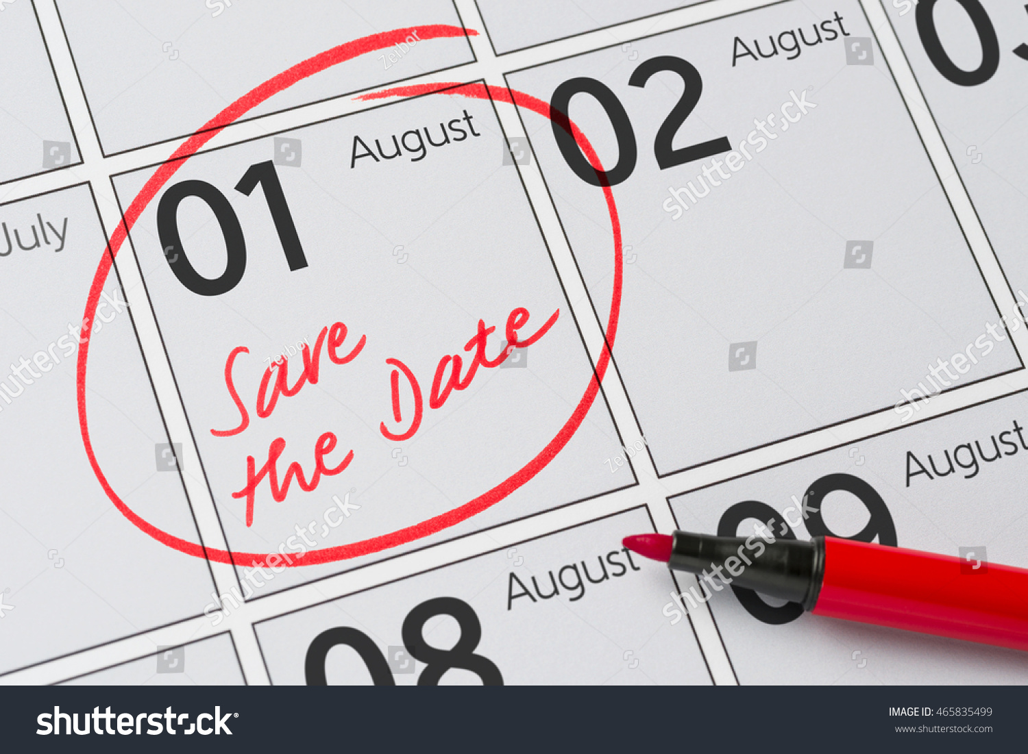 Save The Date Written On A Calendar - August 1 Stock Photo 465835499 ...