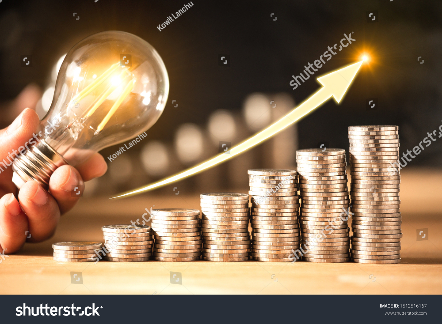 Saving Money Graph Hand Holding Light Stock Photo Edit Now