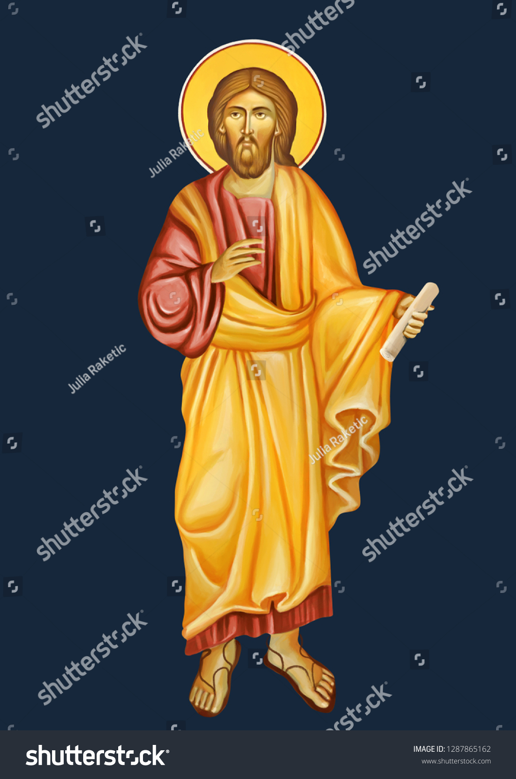 Savior Jesus Scroll His Hand Illustration ภาพประกอบสต็อก 1287865162