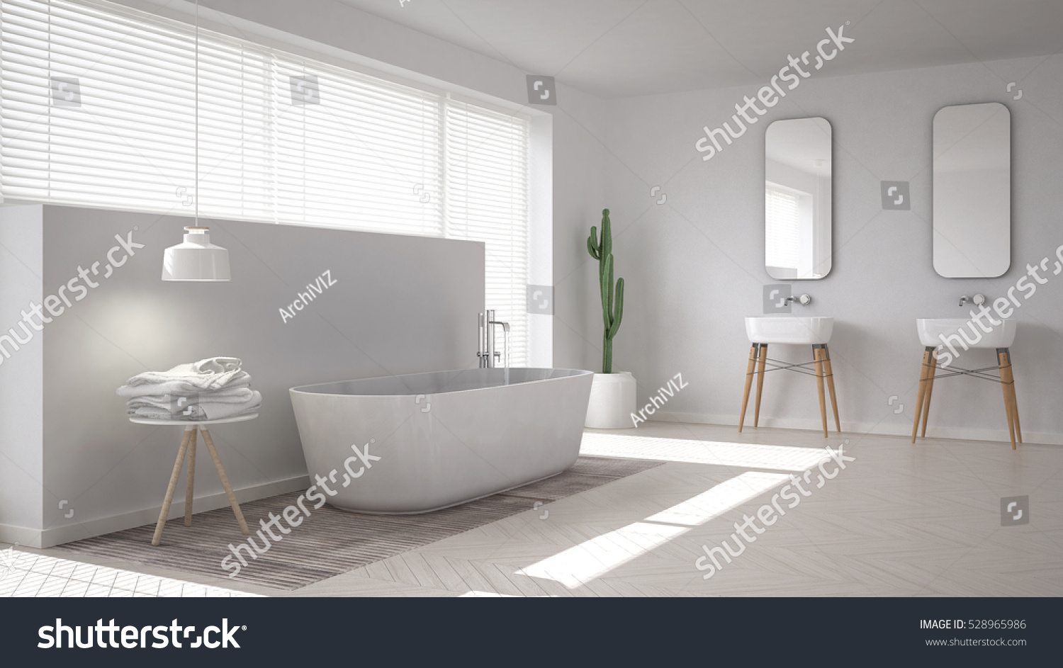 Scandinavian Bathroom White Minimalistic Interior Design
