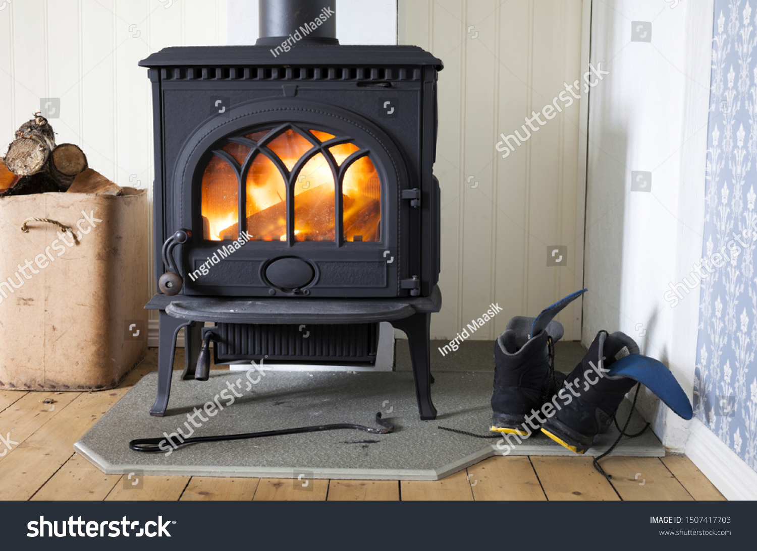 Scandinavian Interior Wood Burning Stove Box Stock Photo Edit Now