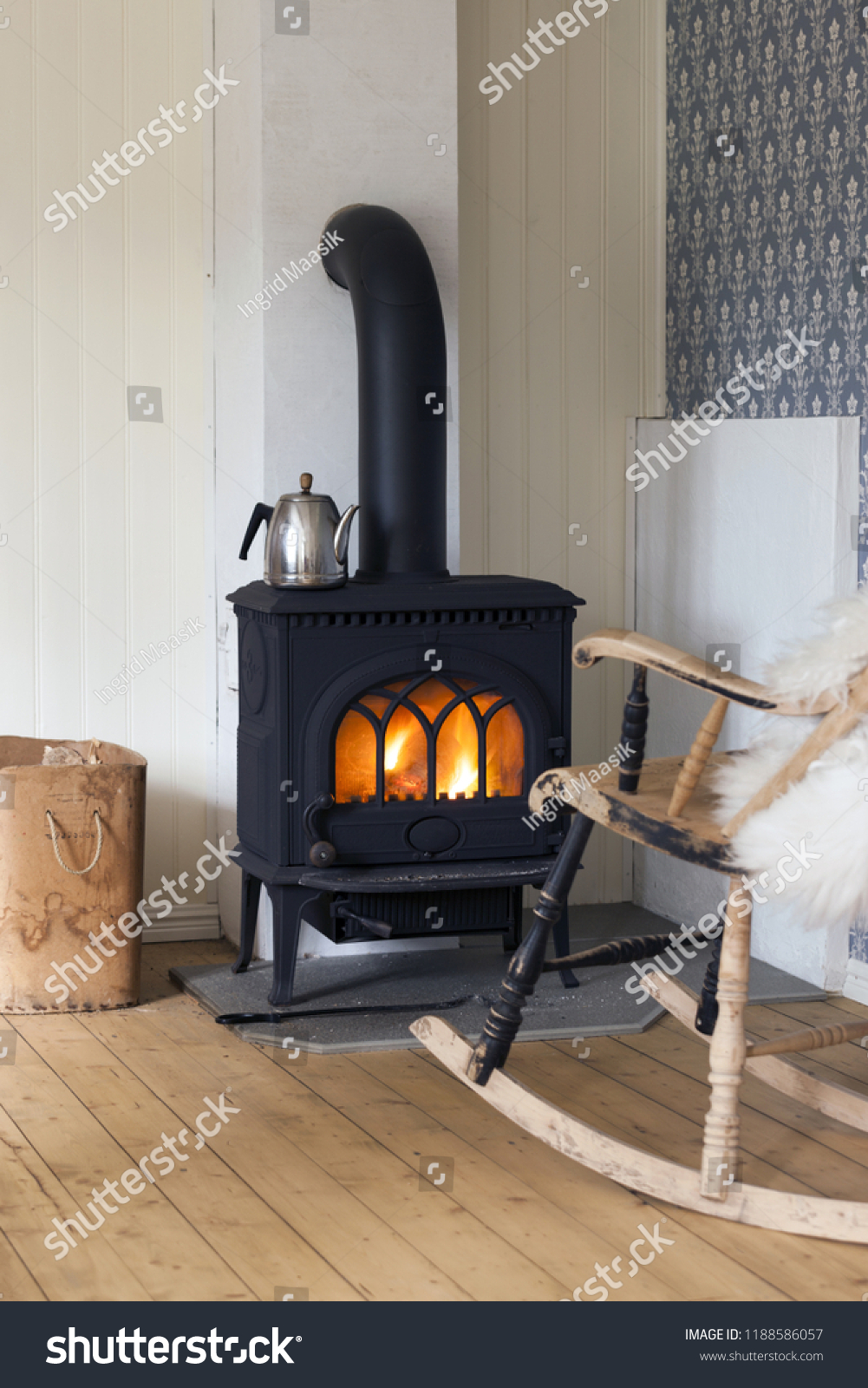Scandinavian Interior Wood Burning Stove Box Stock Photo Edit Now