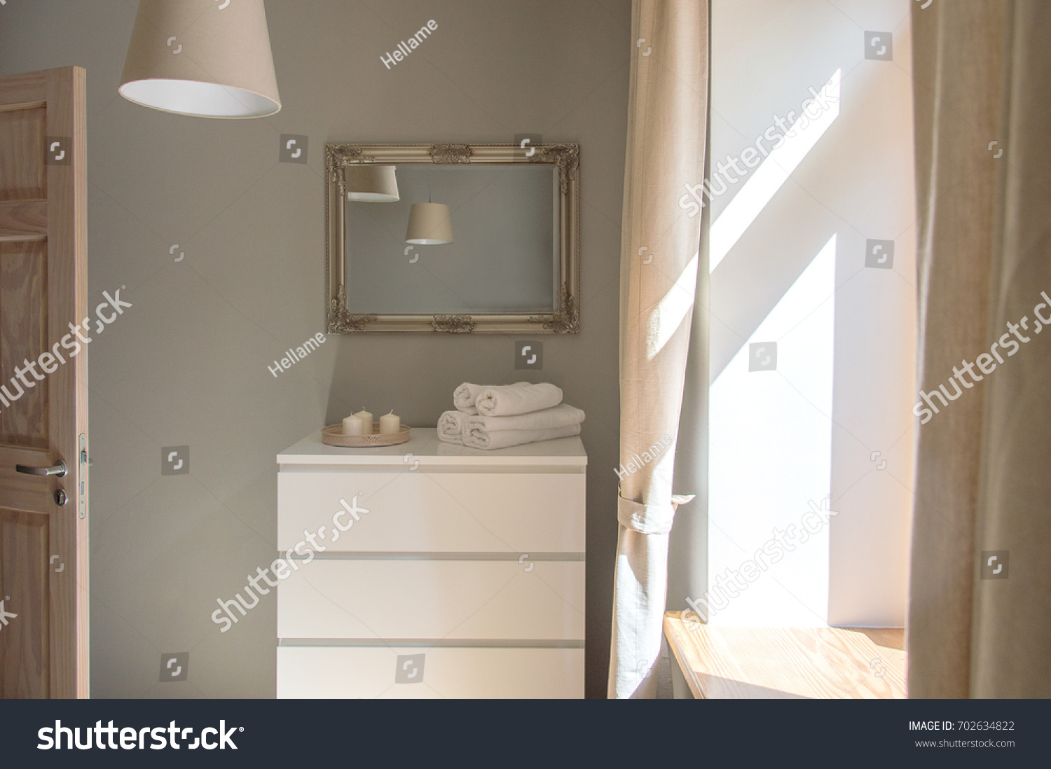 Scandinavian Style Interior Design Small Bedroom Stock Photo Edit